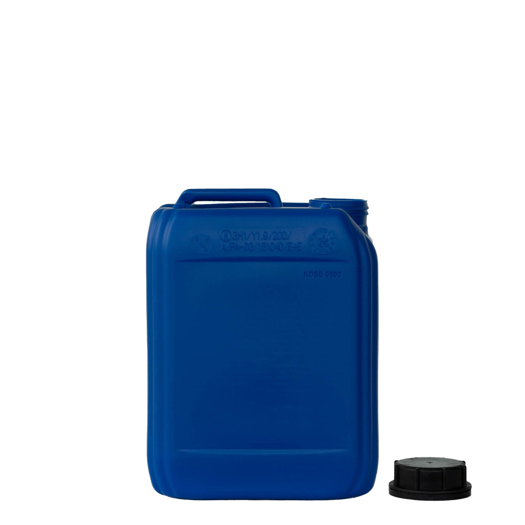 5 l kanister, pravokoten, HDPE-plastika, modra, odprtina: ND 55 5 l kanister, pravokoten, HDPE-plastika, modra, odprtina: ND 55