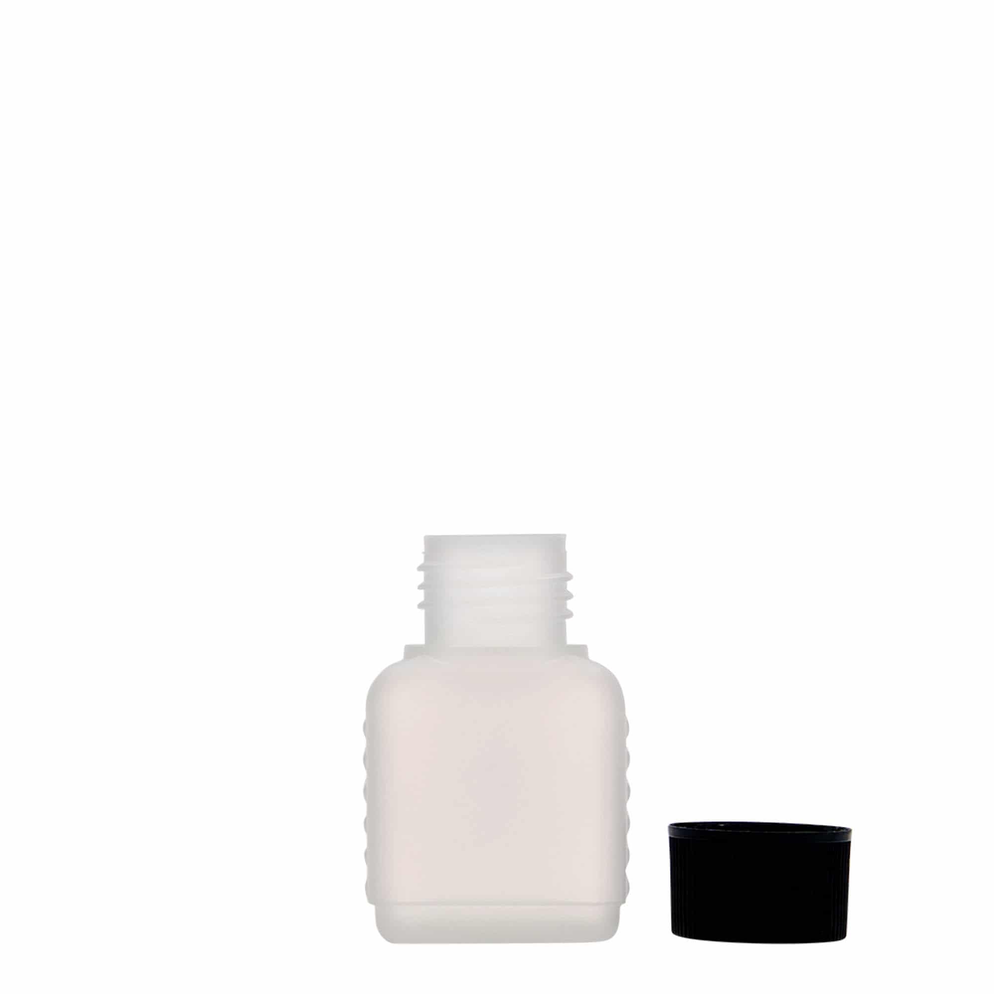 50 ml steklenica kanister, pravokotna, plastika HDPE, naravna, ustje: DIN 25