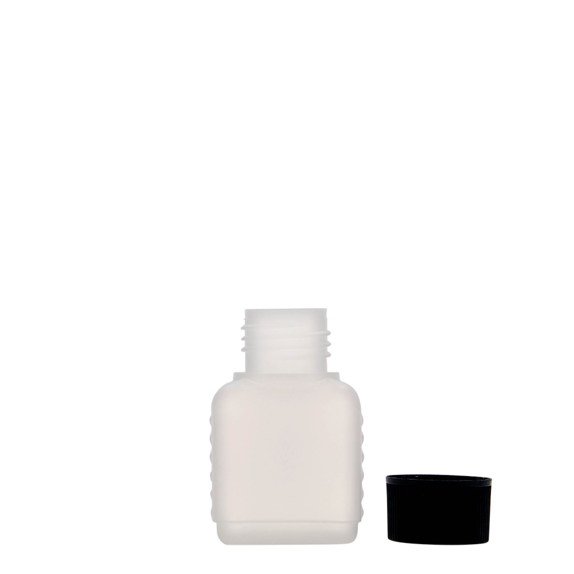 50 ml kanister steklenica, pravokotna, HDPE-plastika, naravna, odprtina: DIN 25 50 ml kanister steklenica, pravokotna, HDPE-plastika, naravna, odprtina: DIN 25