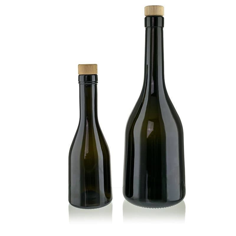 750 ml steklena steklenica »Rustica«, antično zelena, ustje: pluta