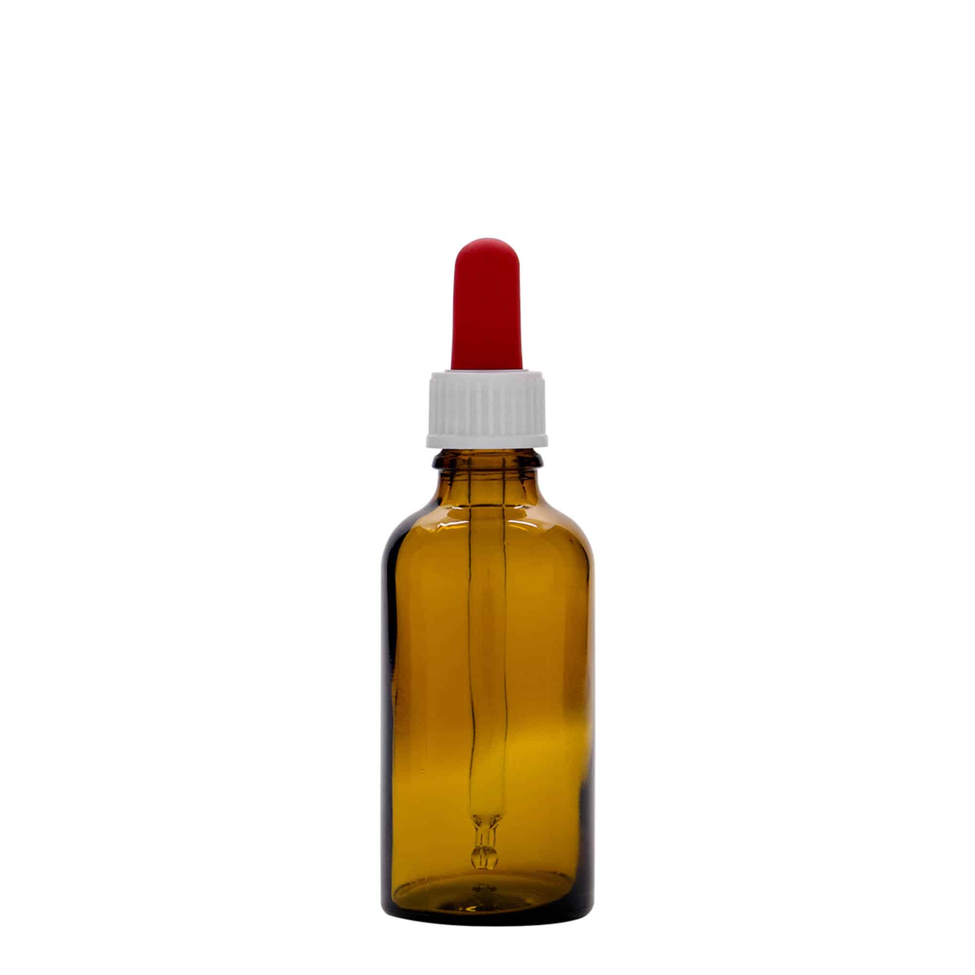 50 ml steklenička s kapalko, medicinska, steklo, rjavo-rdeča, odprtina: DIN 18