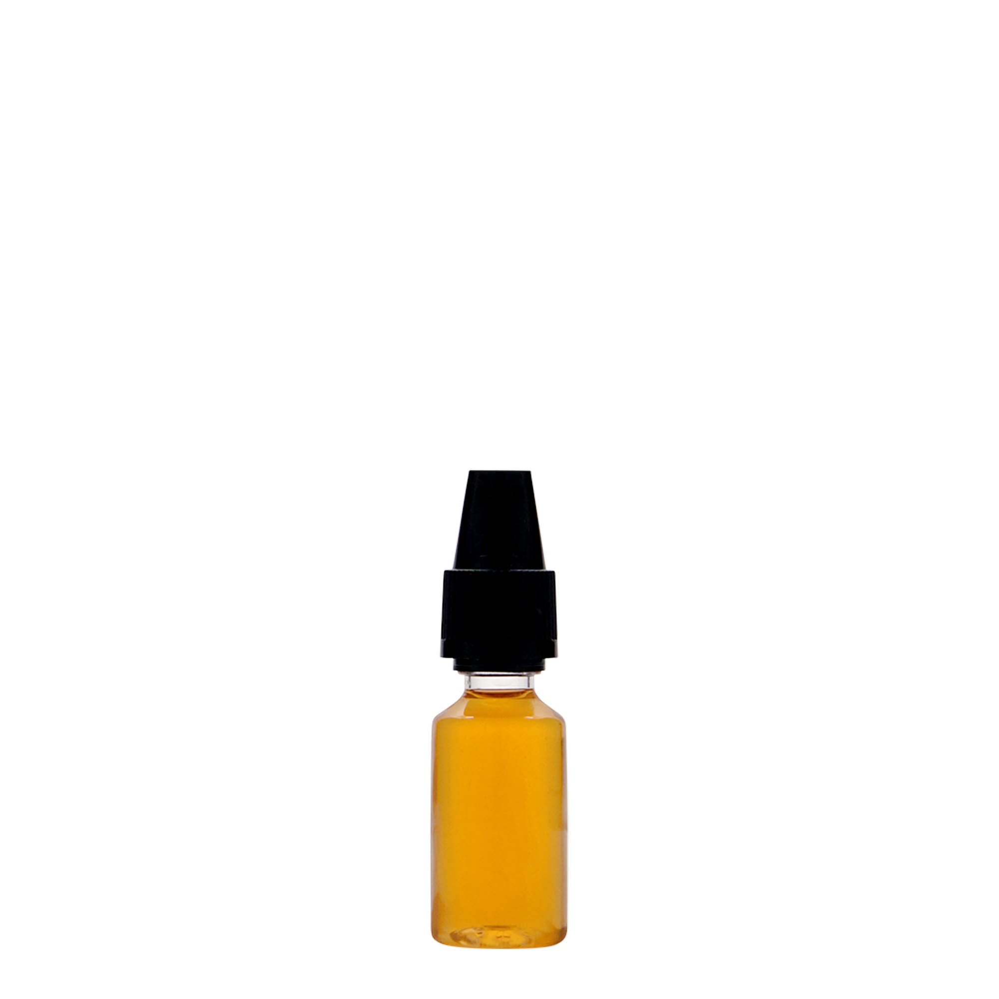 10 ml PET-flaska 'E-Liquid' z varnostjo kakovosti in zaščito pred otroki, plastika, odprtina: navojni pokrov