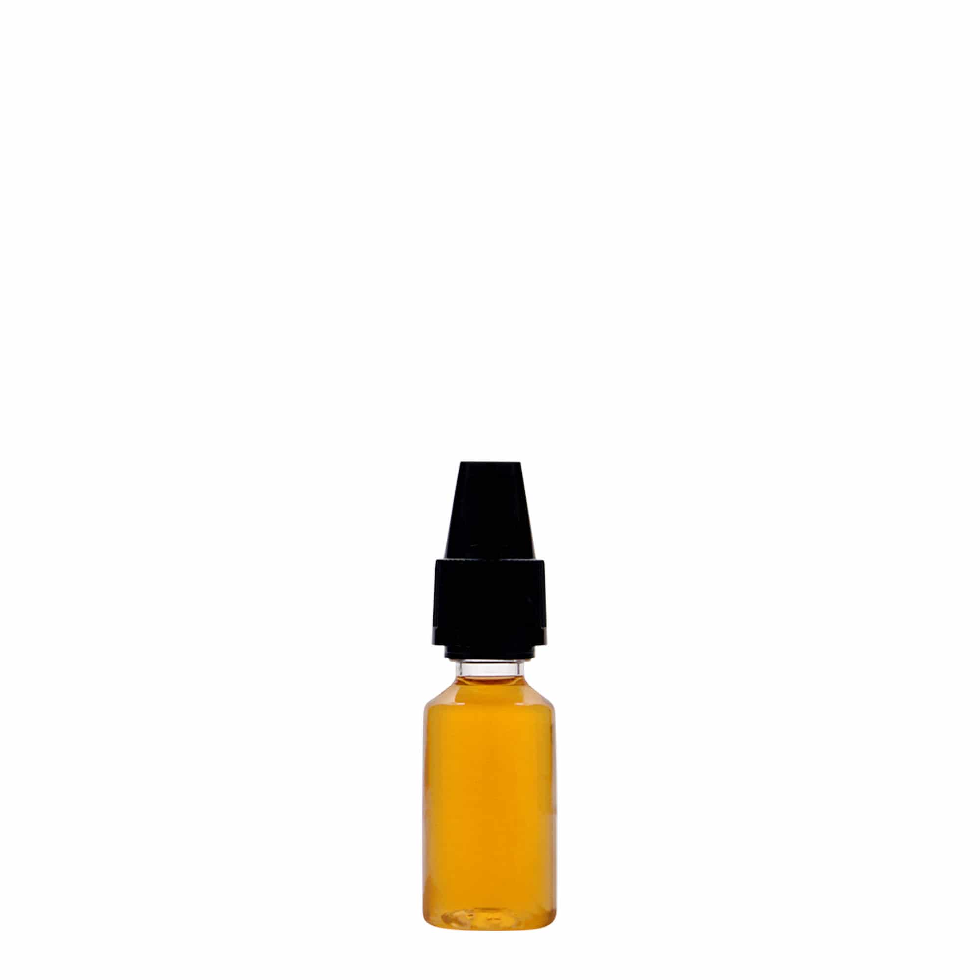 10 ml PET-flaska 'E-Liquid' z varnostjo kakovosti in zaščito pred otroki, plastika, odprtina: navojni pokrov