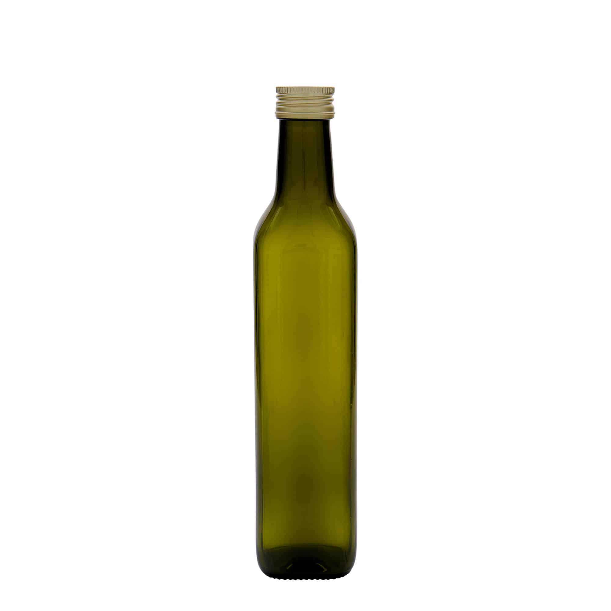 500 ml steklena steklenica »Marasca«, kvadratna, antično zelena, ustje: PP 31,5