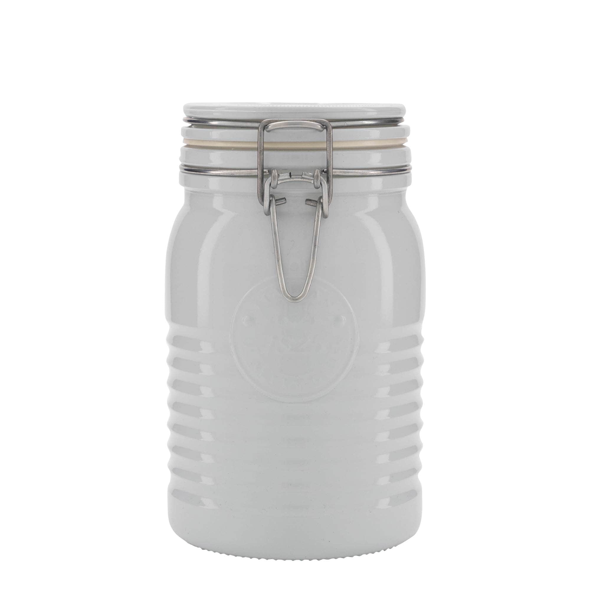 1000 ml kozarec s patentom »Officina 1825«, bela, ustje: zamašek s tesnilom s patentom