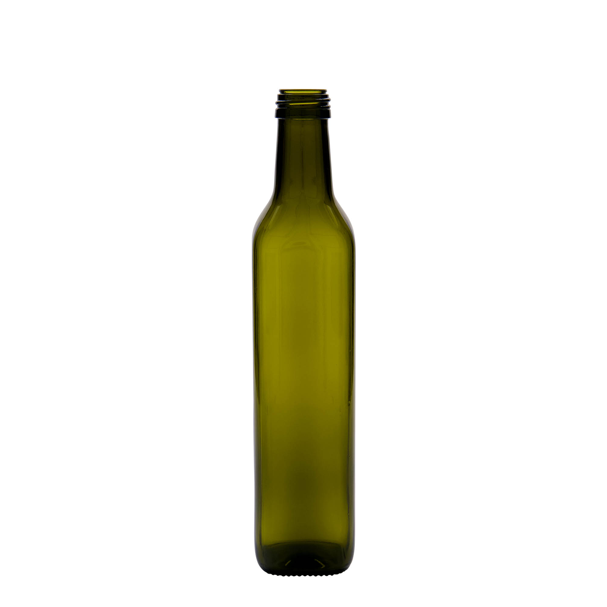 500 ml steklenica iz stekla 'Marasca', kvadratna, starozelena, odprtina: PP 31,5
