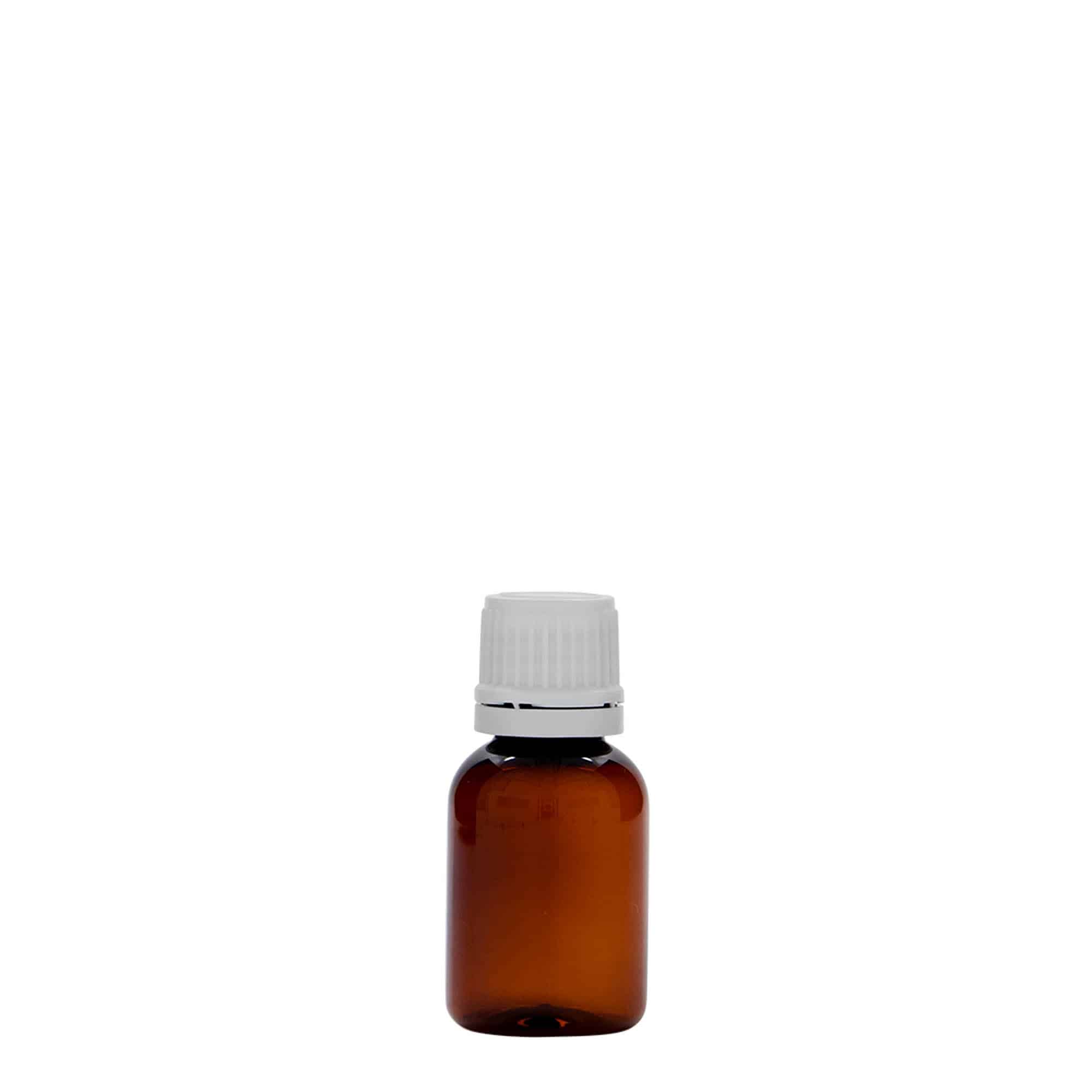 20 ml PET-medicinska steklenička 'Easy Living', rjava, plastika, odprtina: DIN 18