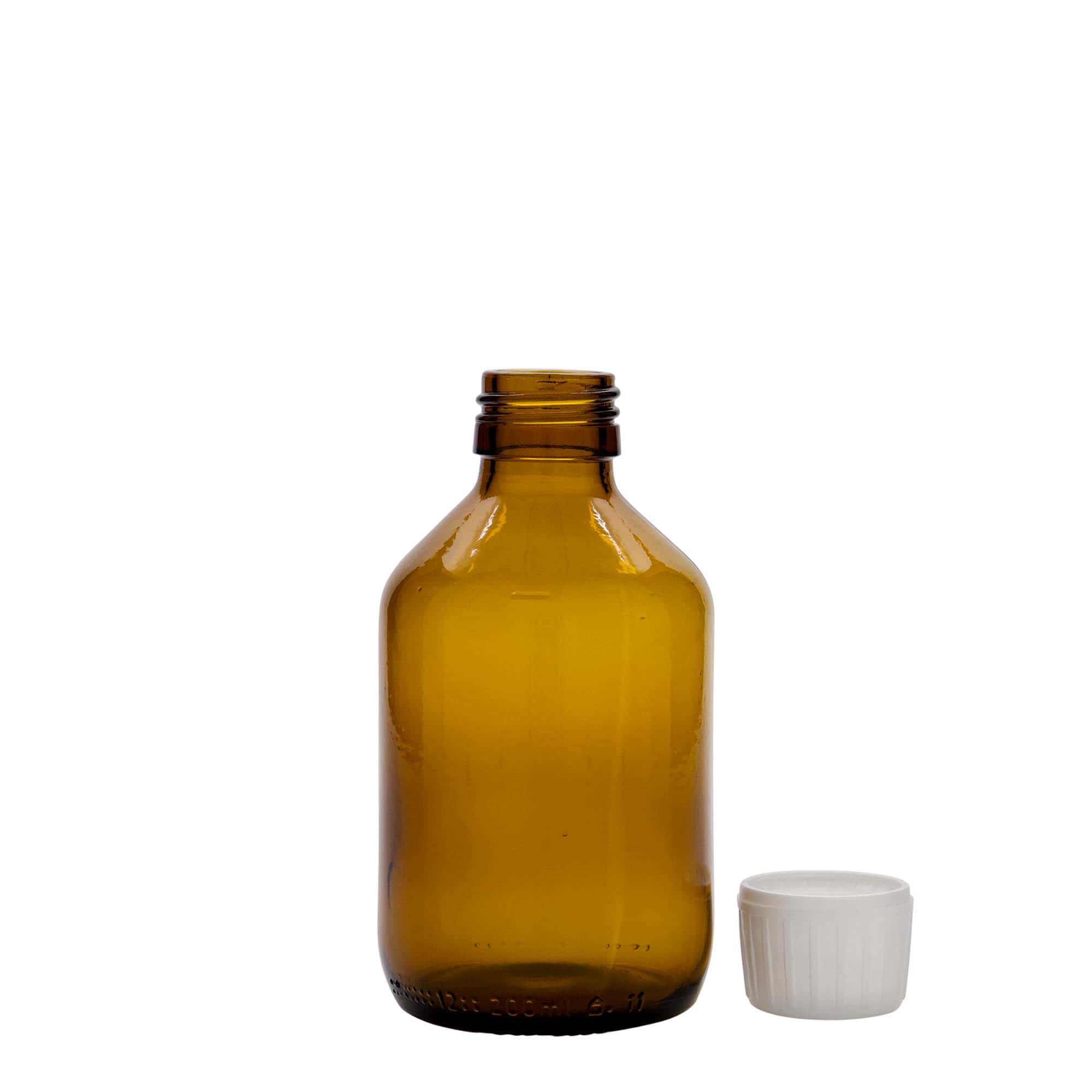200 ml medicinska steklenička, rjava, steklo, odprtina: PP 28