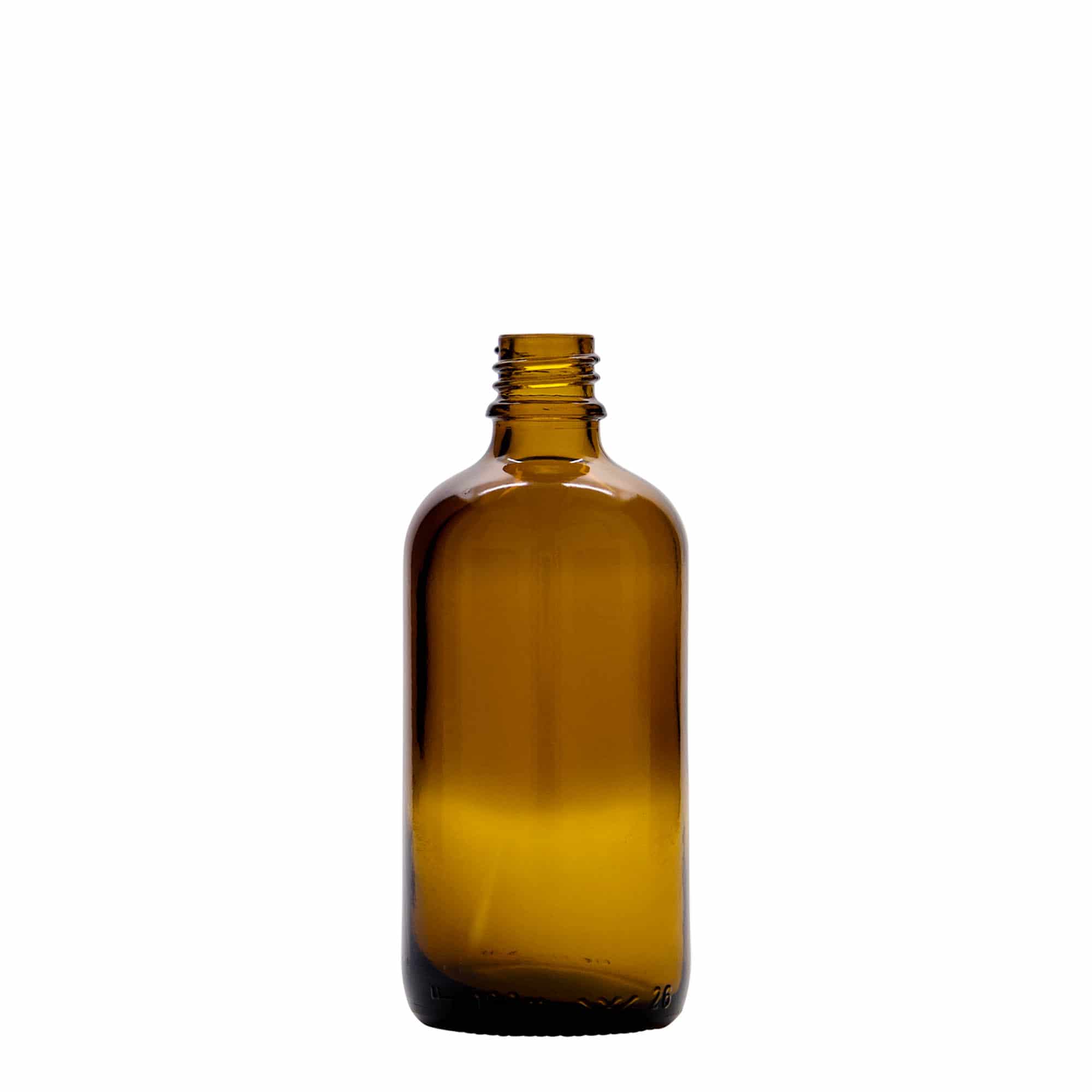 100 ml steklenica s pipeto za zdravila, steklo, rjavo-rdeča, ustje: DIN 18