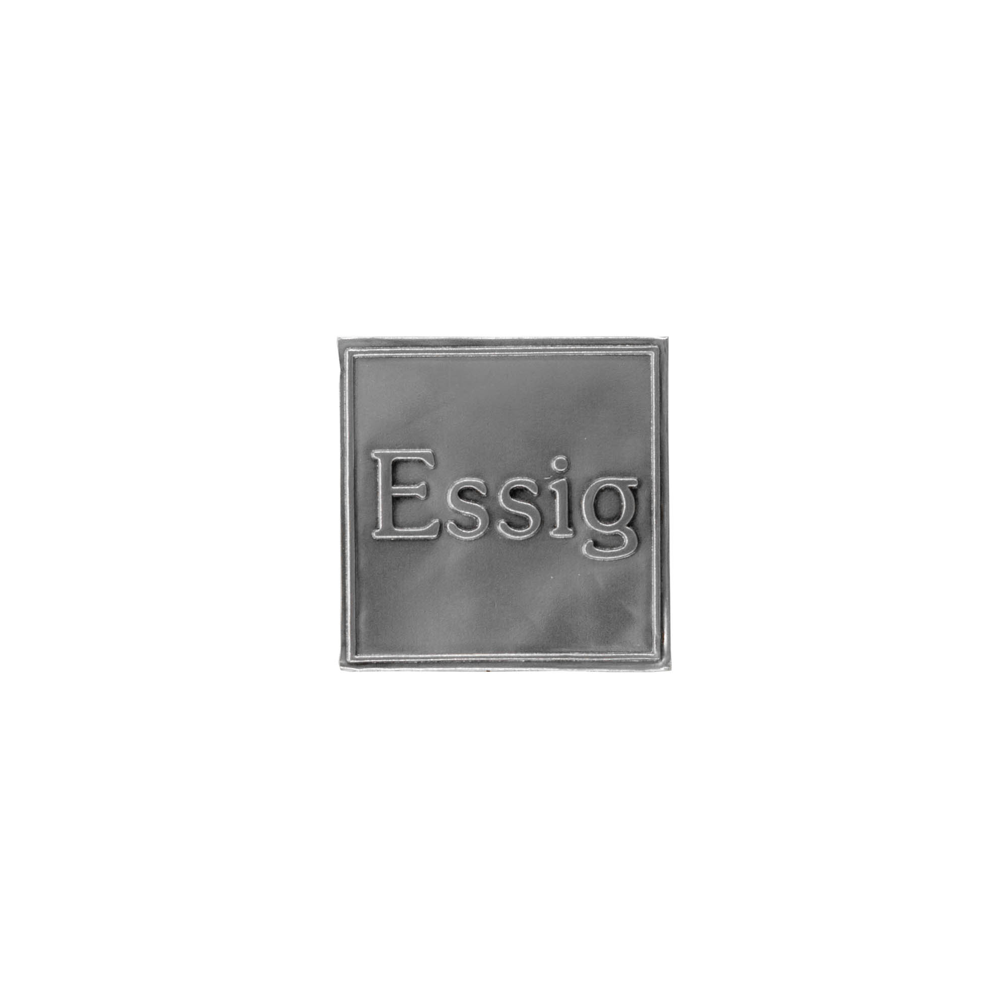 Kositrna etiketa 'Kis', kvadratna, kovinska, srebrna Kositrna etiketa 'Kis', kvadratna, kovinska, srebrna