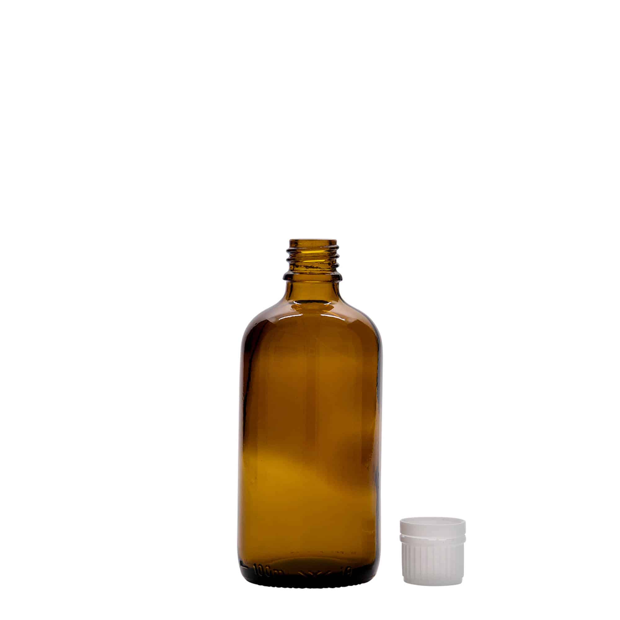100 ml zdravniška steklenička, steklo, rjava, odprtina: DIN 18