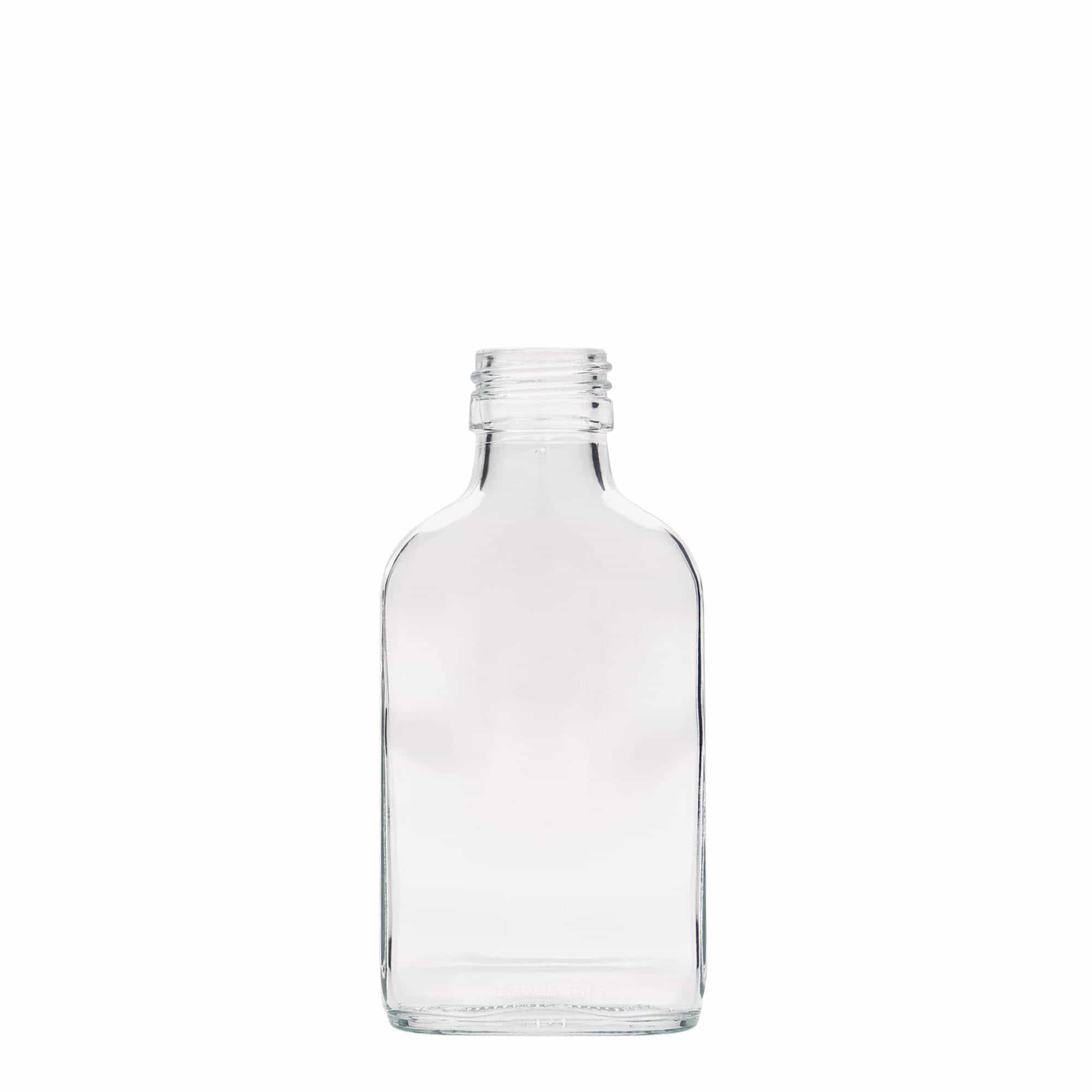 100 ml žepna steklenica, pravokotna, steklo, ustje: PP 28 100 ml žepna steklenica, pravokotna, steklo, ustje: PP 28