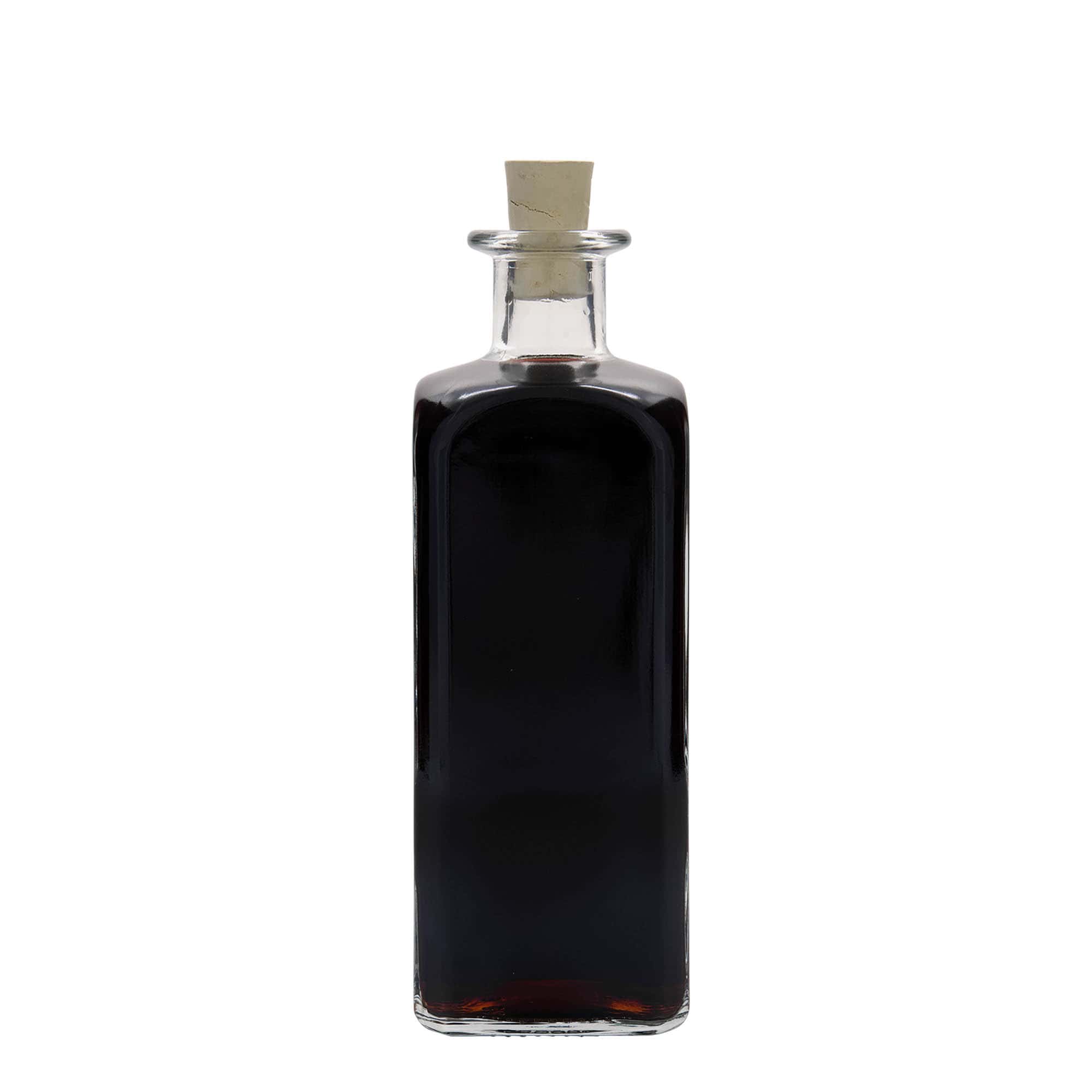 500 ml steklenica iz lekarniškega stekla Carré, kvadratna, odprtina: pluta