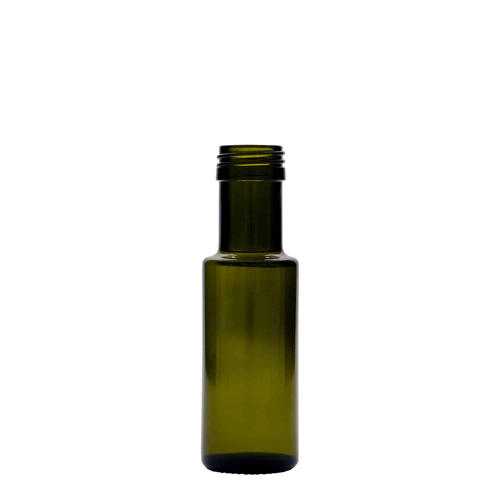 100 ml steklena steklenica »Dorica«, antično zelena, ustje: PP 31,5