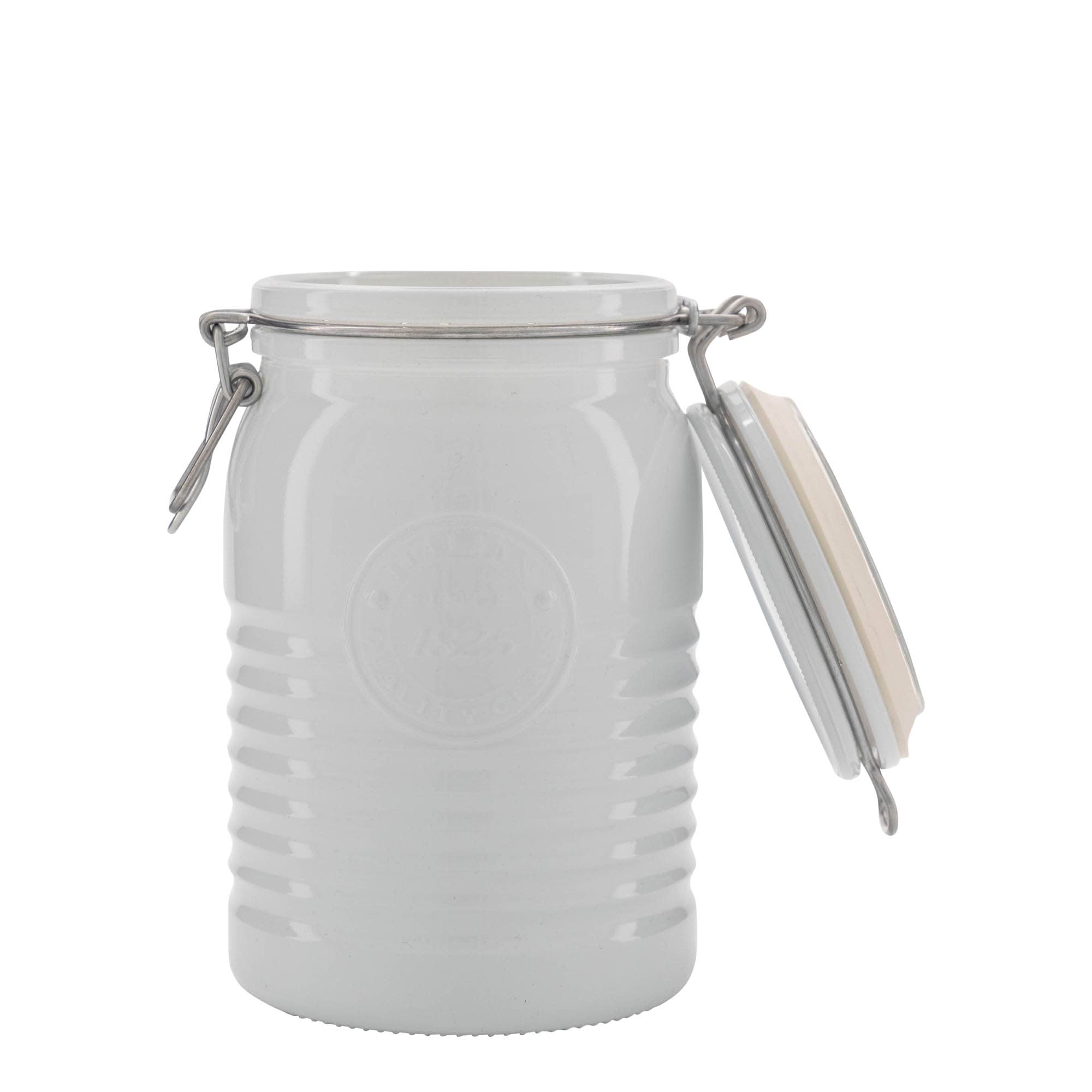 1000 ml kozarec s patentom »Officina 1825«, bela, ustje: zamašek s tesnilom s patentom