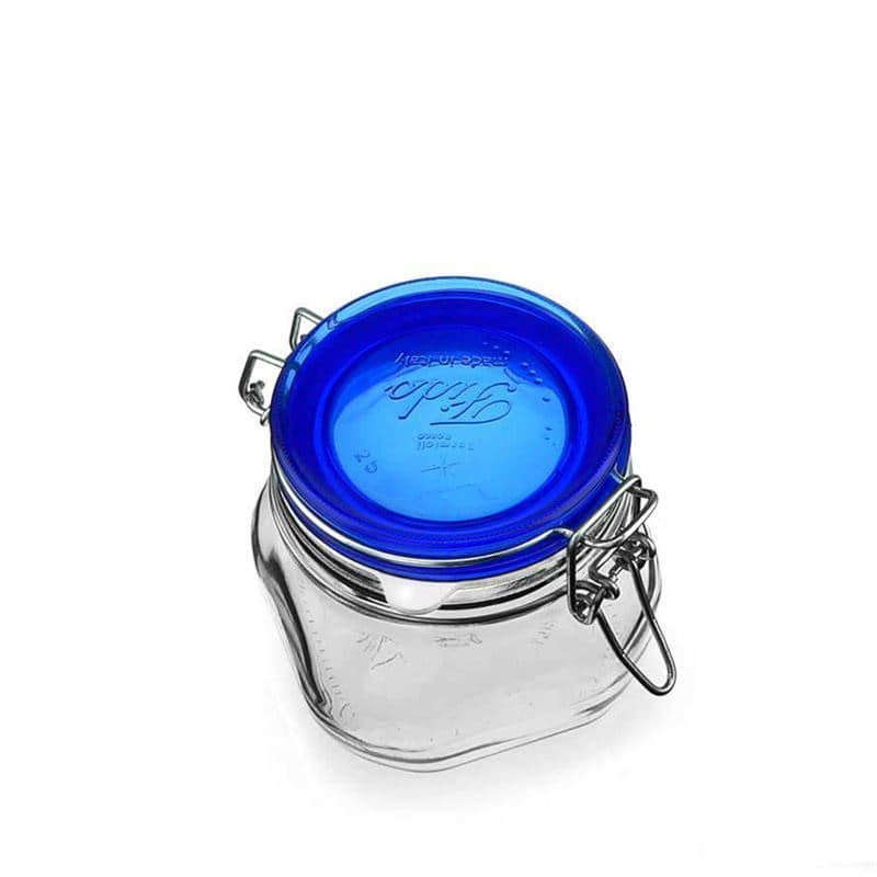 500 ml kozarec s patentom »Fido« Blue Top, kvadratni, ustje: zamašek s tesnilom s patentom