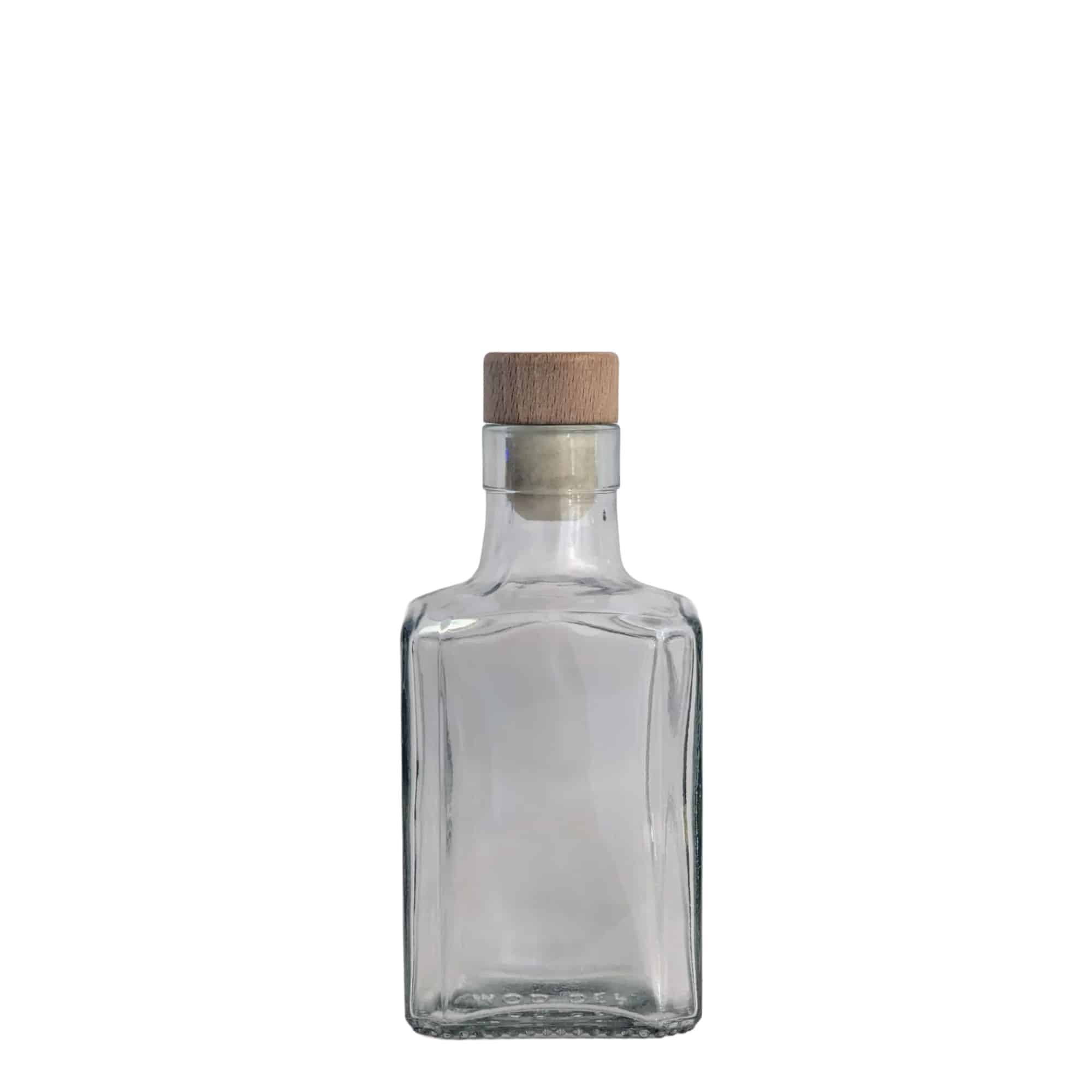 Steklenica 250 ml „Decanter Quadro z zgornjim robom“, kvadratna, vrat: pluta