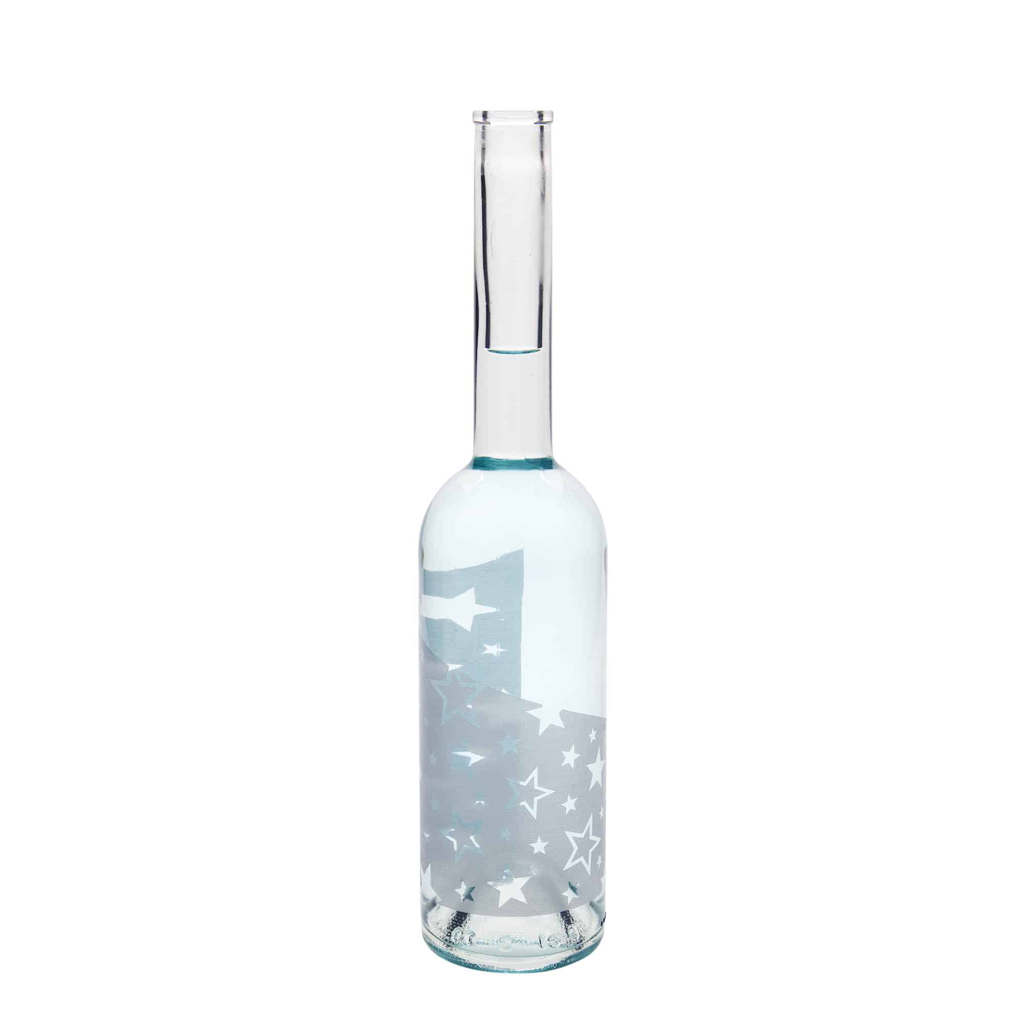 500 ml steklena steklenica »Opera«, motiv: srebrne zvezde, ustje: pluta