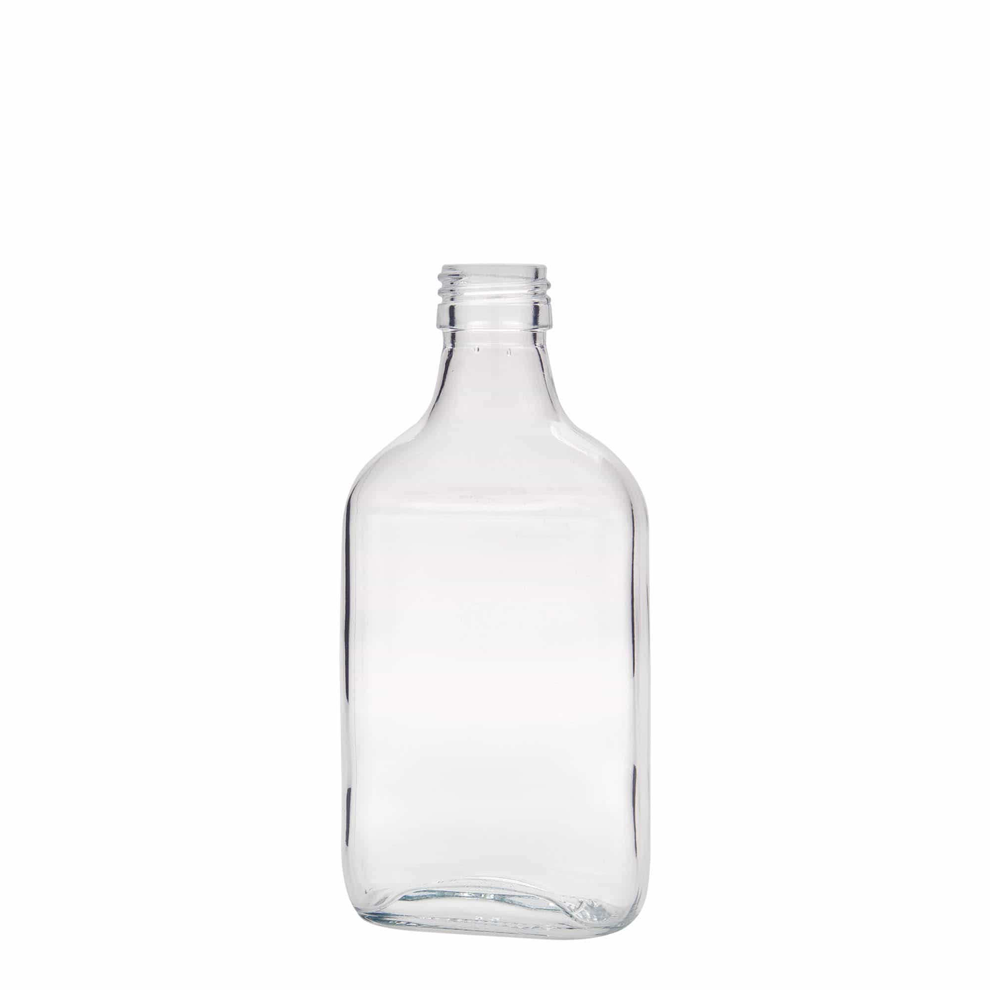200 ml žepna steklenica, pravokotna, steklo, ustje: PP 28
