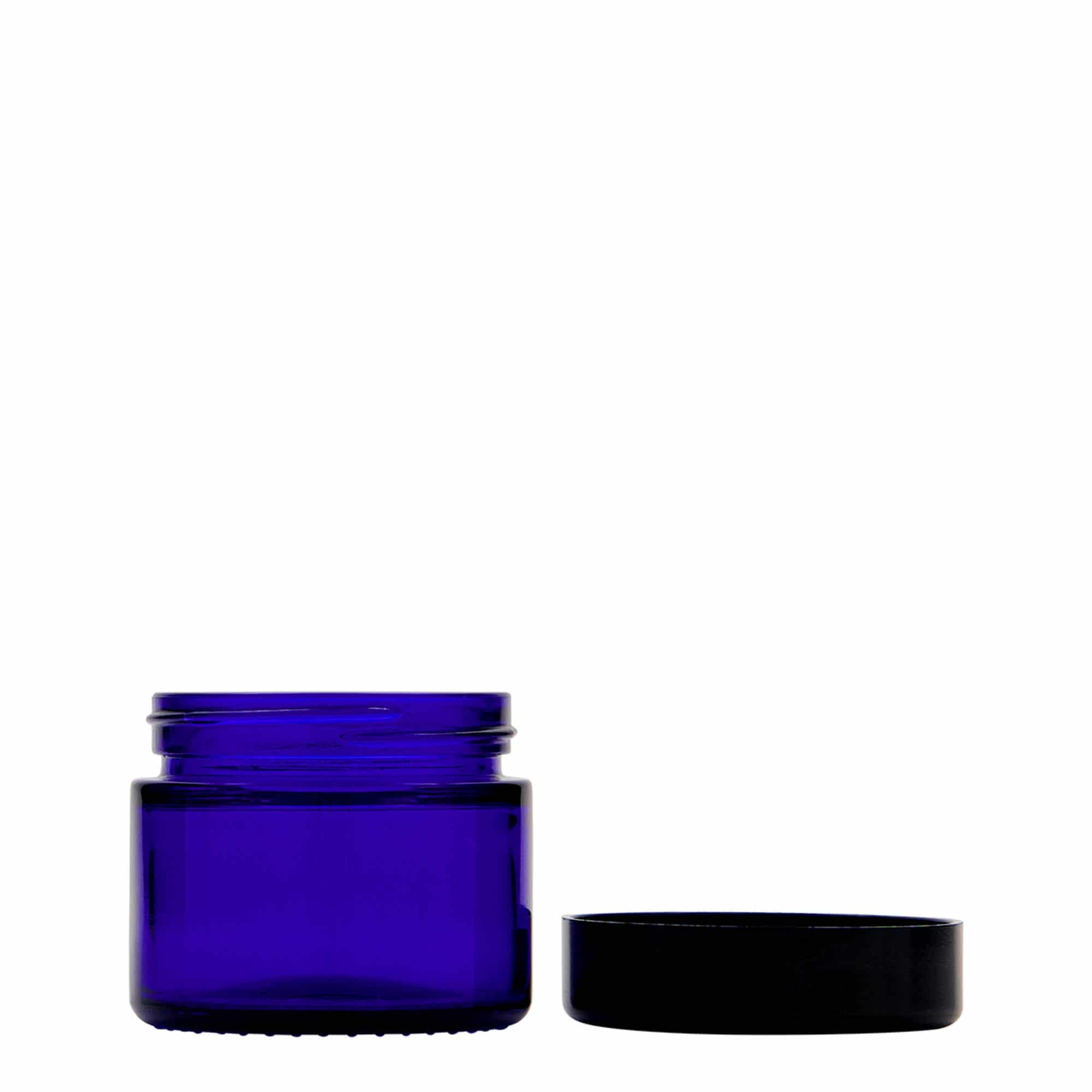 50 ml lonček 'Blue Edition', steklo, kraljevsko modra, odprtina: navojni pokrov