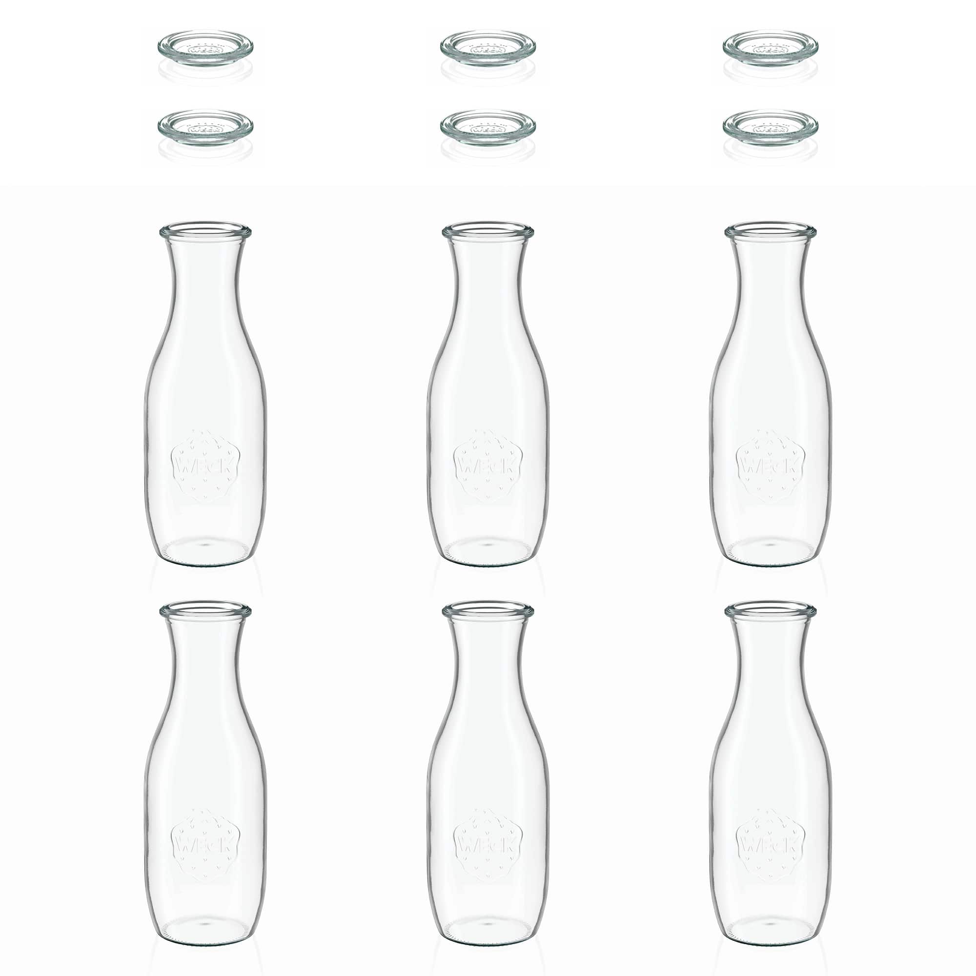 6x 1000 ml WECK steklenica za sok s steklenim pokrovom RR 60