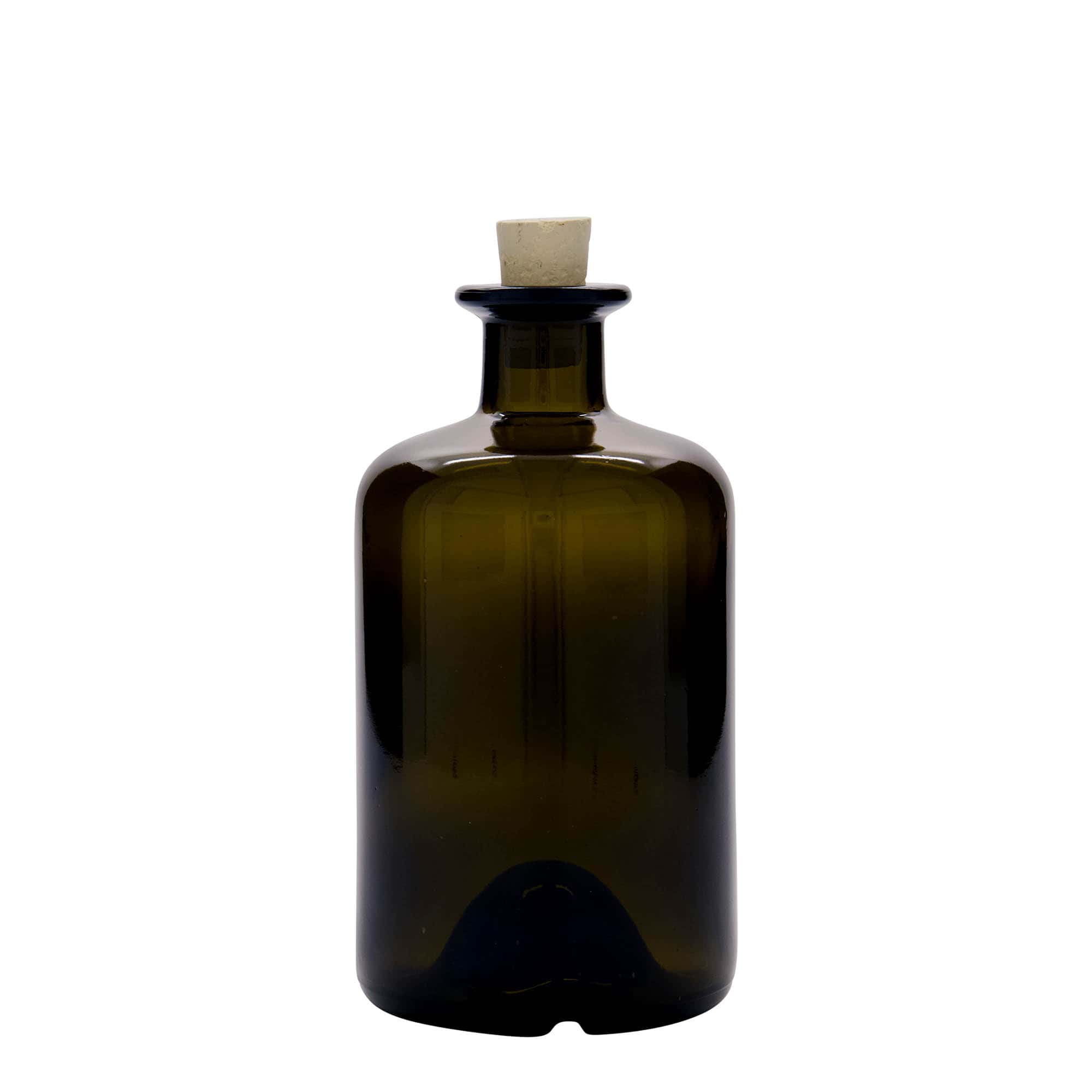 500 ml lekarniška steklenica, antično zelena, ustje: pluta