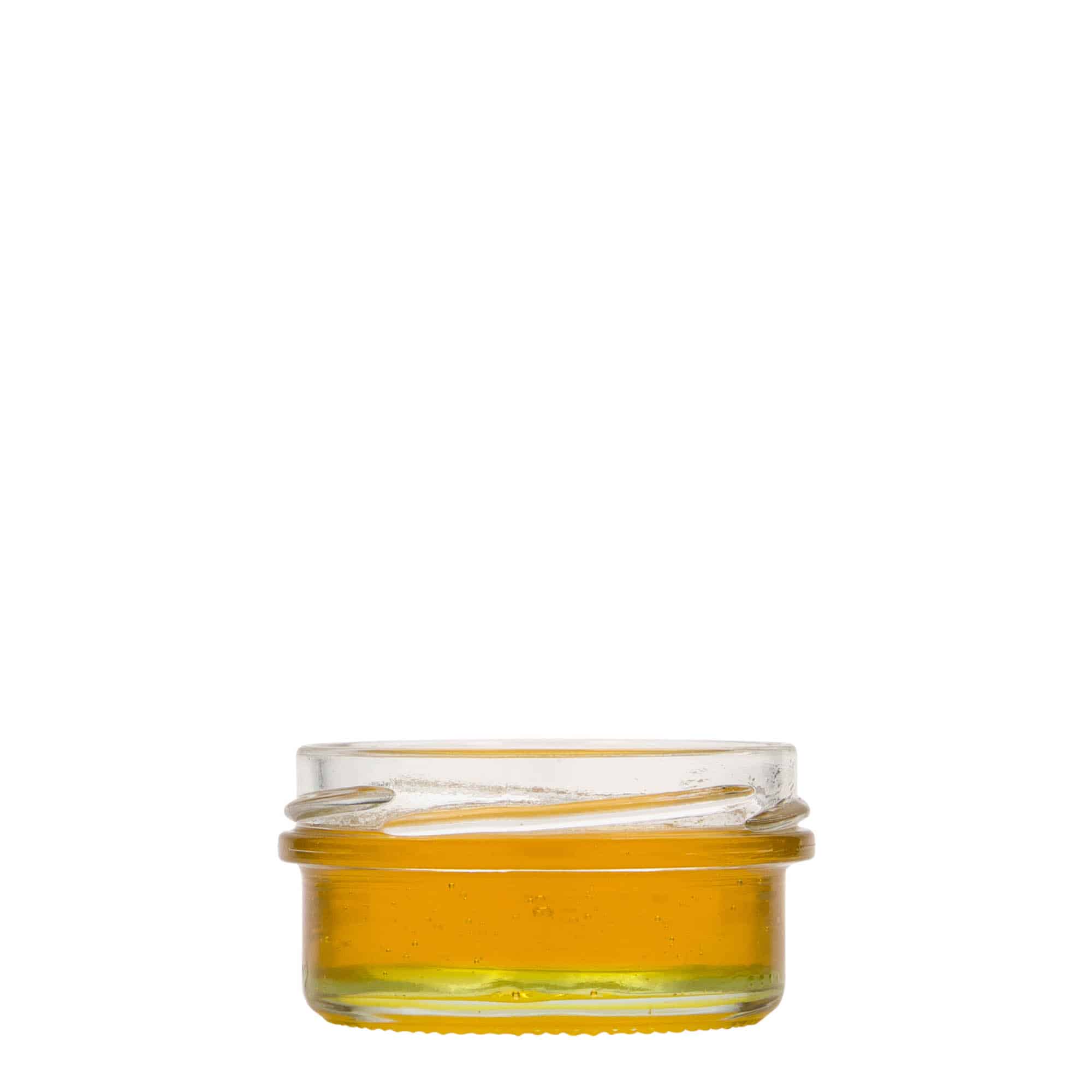 65 ml ploščati stekleni kozarec, ustje: Twist-Off (TO 66)