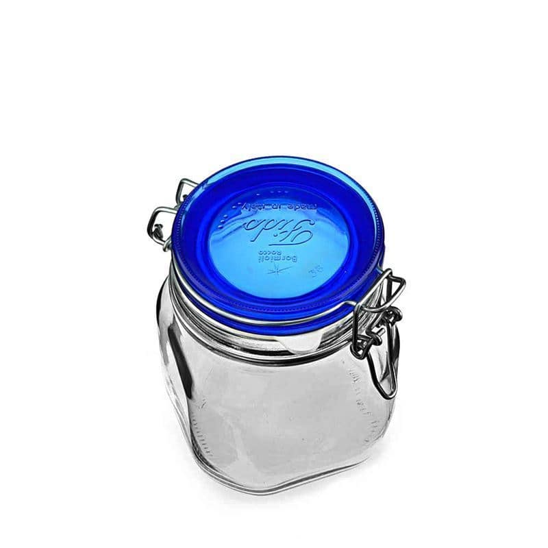 750 ml kozarec s patentom »Fido« Blue Top, kvadratni, ustje: zamašek s tesnilom s patentom