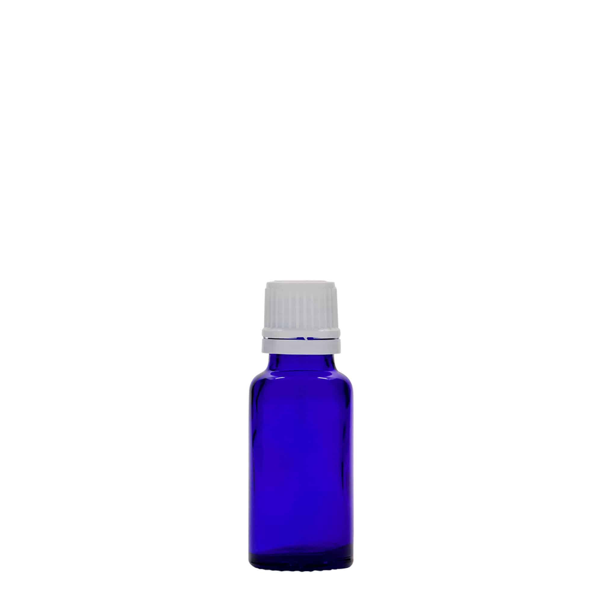 20 ml medicinska steklenička, steklo, kraljevsko modra, odprtina: DIN 18