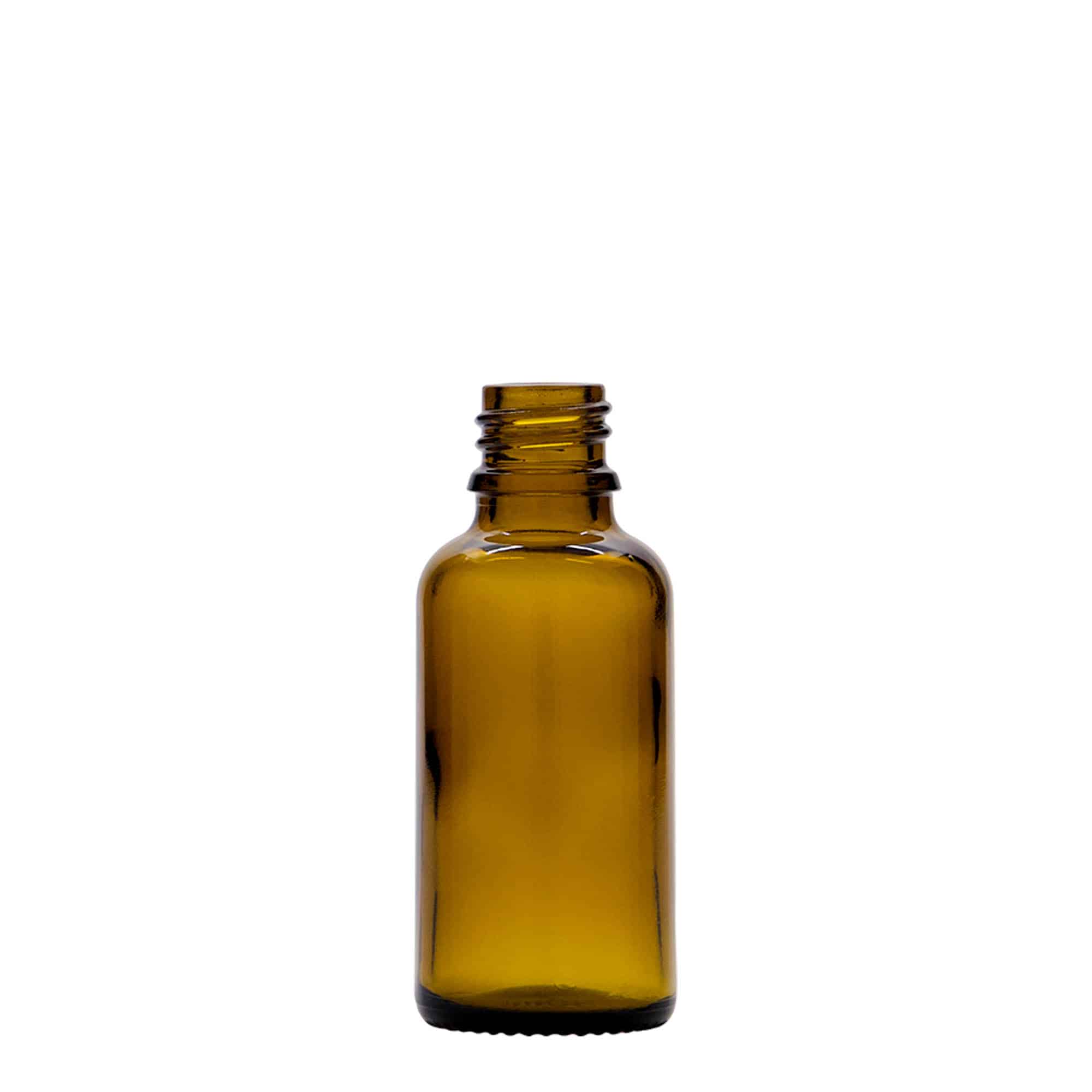 30 ml steklenica s pipeto za zdravila, steklo, rjava, ustje: DIN 18