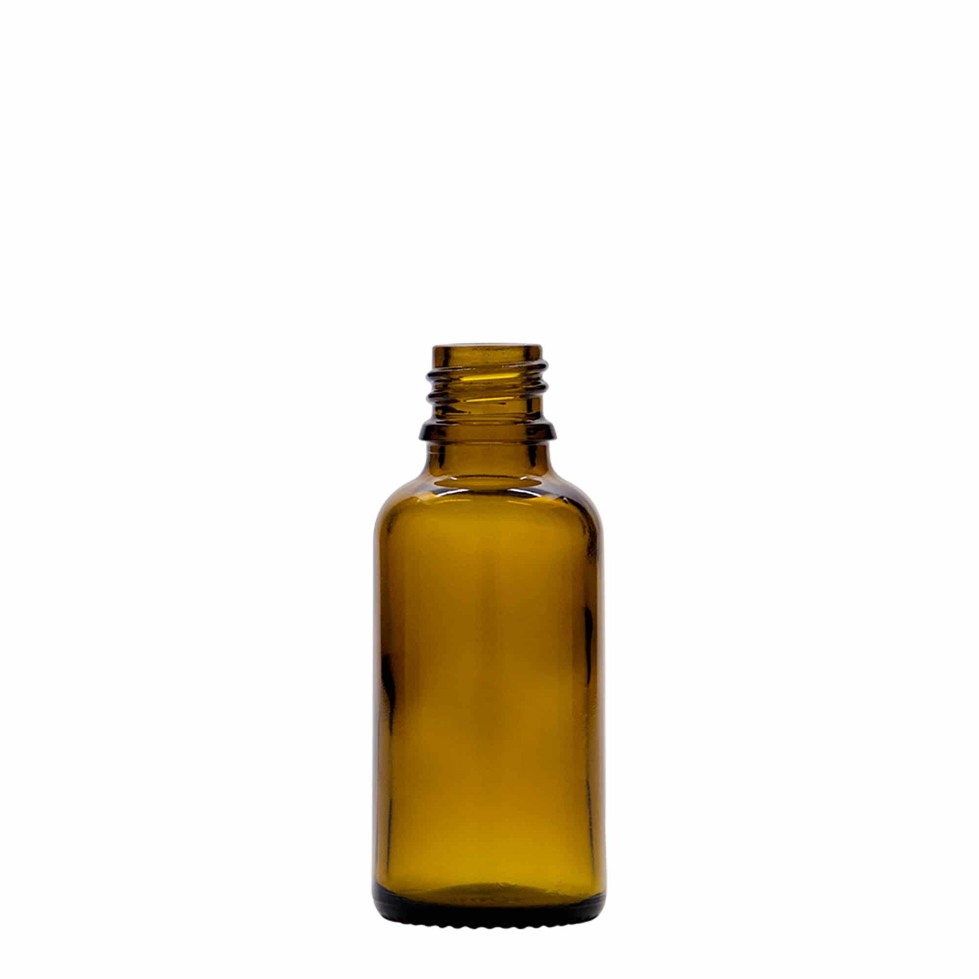 30 ml kapalka steklenička za medicino, steklo, rjava, odprtina: DIN 18