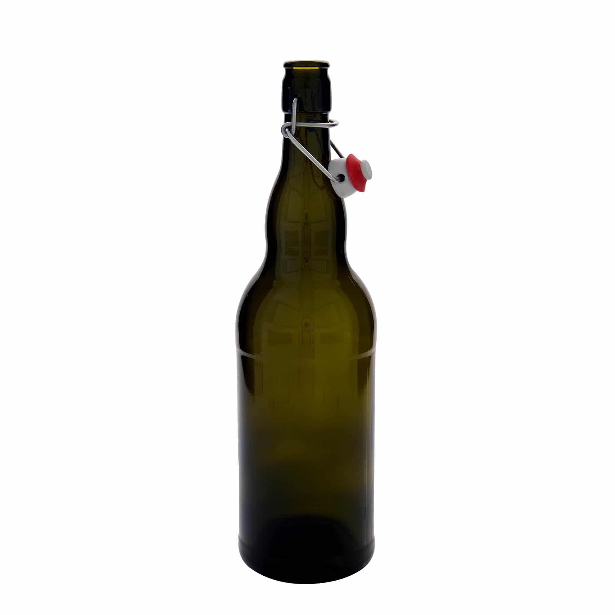 1000 ml steklenica za pivo Belgija, steklo, antično zelena, ustje: zamašek s tesnilom
