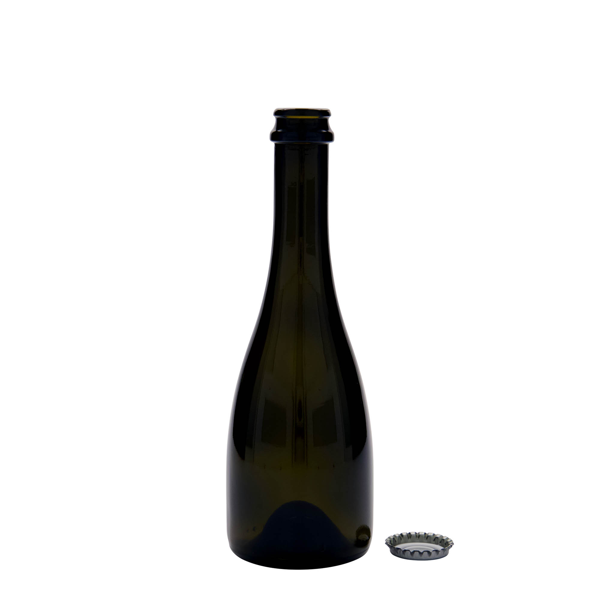 330 ml steklenica za pivo/šampanjec 'Tosca', steklo, starinsko zeleno, odprtina: kronček