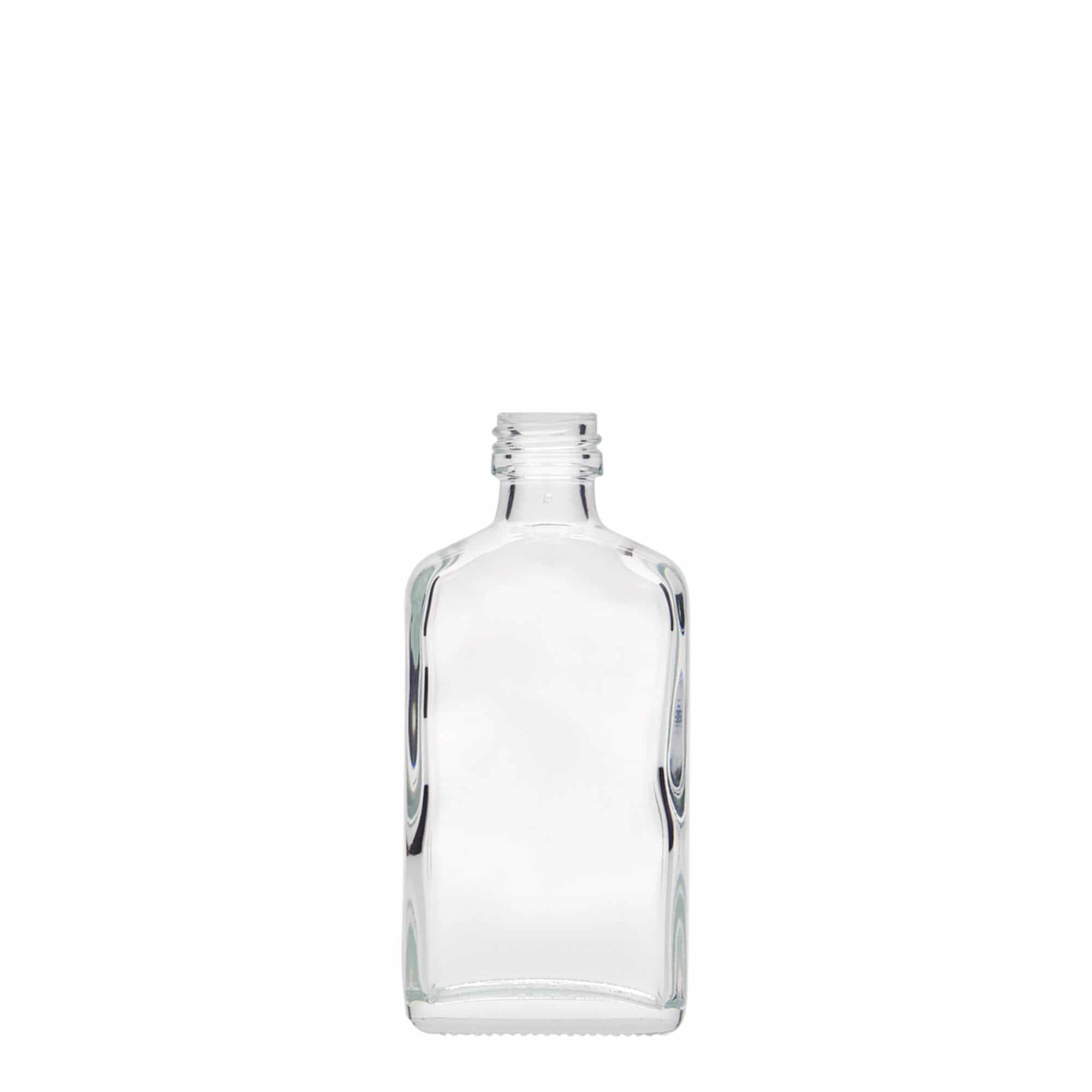 50 ml žepna steklenica, pravokotna, steklo, ustje: PP 18 50 ml žepna steklenica, pravokotna, steklo, ustje: PP 18