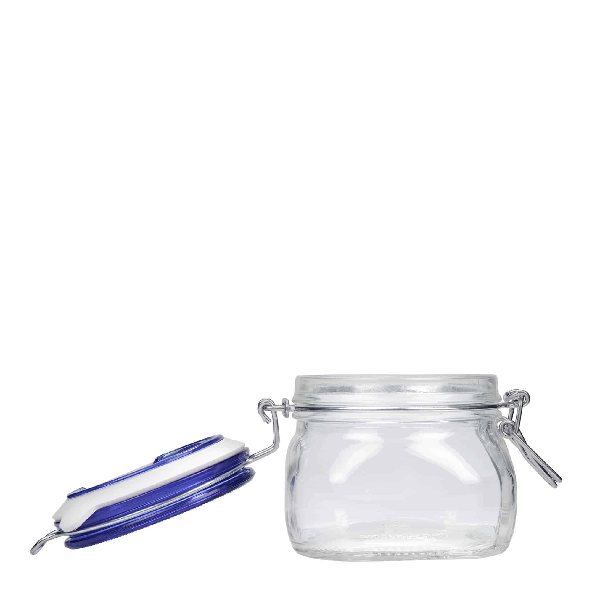 500 ml kozarec s patentom »Fido« Blue Top, kvadratni, ustje: zamašek s tesnilom s patentom