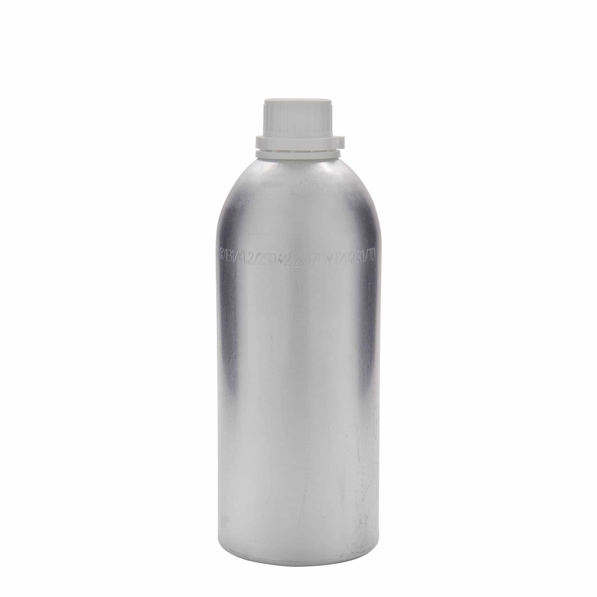 1100 ml aluminijasta steklenica, kovinska, srebrna, ustje: DIN 32