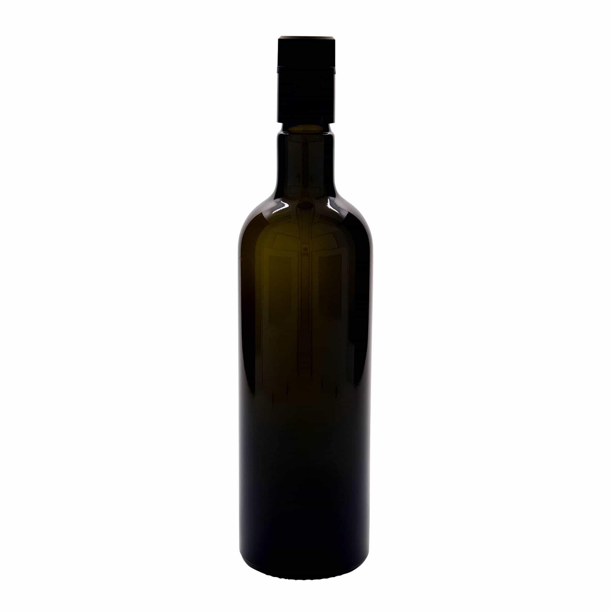 750 ml steklenica za kis/olje »Willy New«, steklo, antično zelena, ustje: DOP