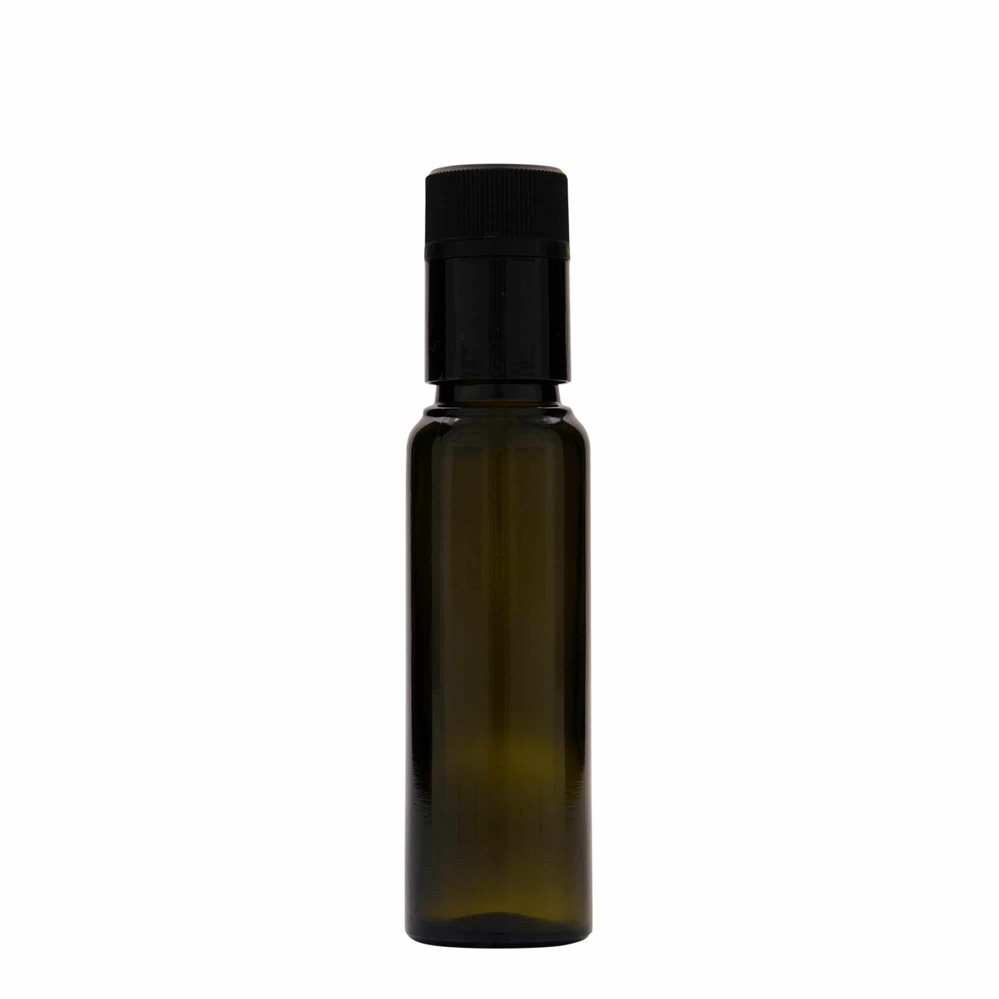 100 ml steklenica za kis/olje »Willy New«, steklo, antično zelena, ustje: DOP
