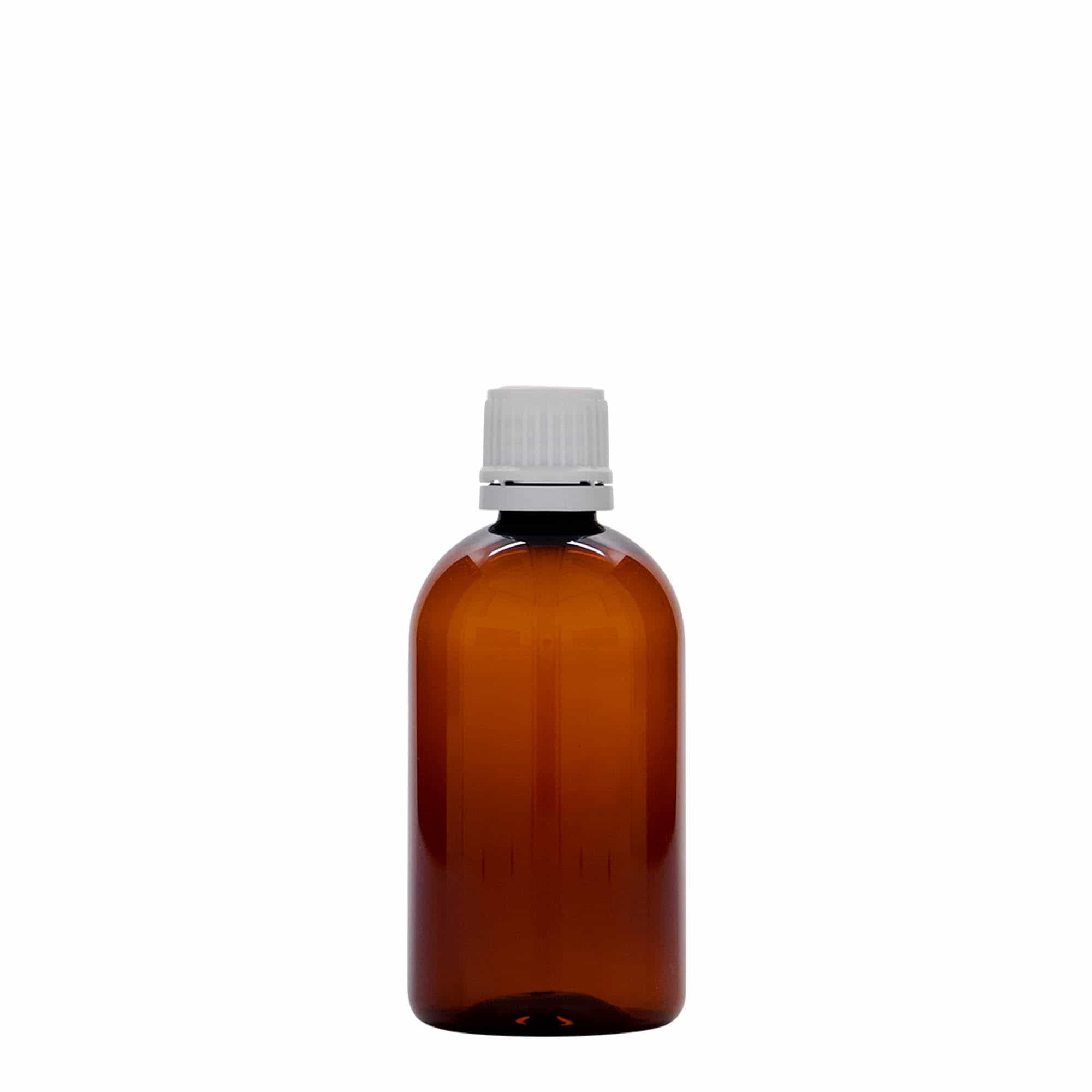 100 ml PET-medicinska steklenička 'Easy Living', rjava, plastika, odprtina: DIN 18