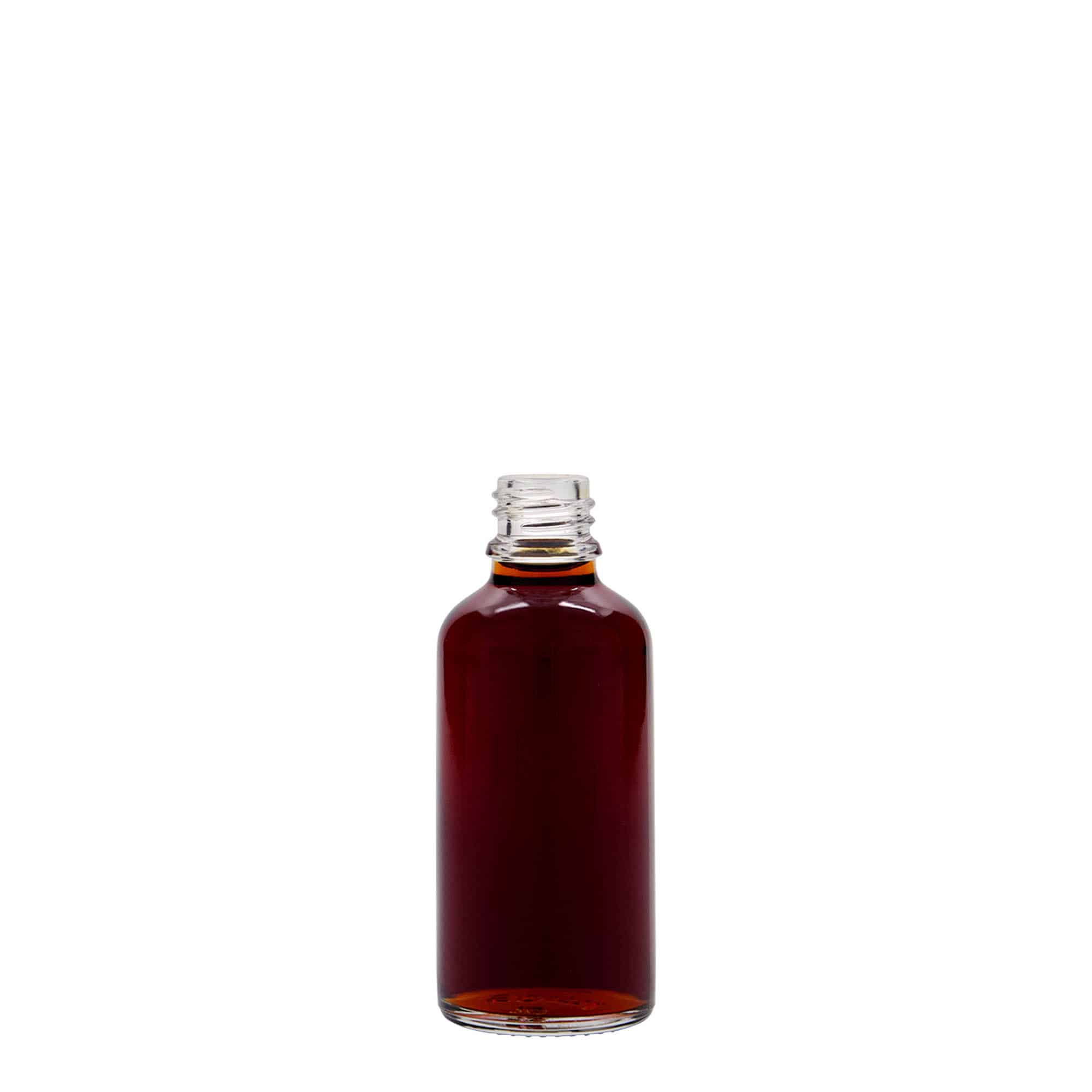 50 ml steklenica za zdravila, steklo, ustje: DIN 18