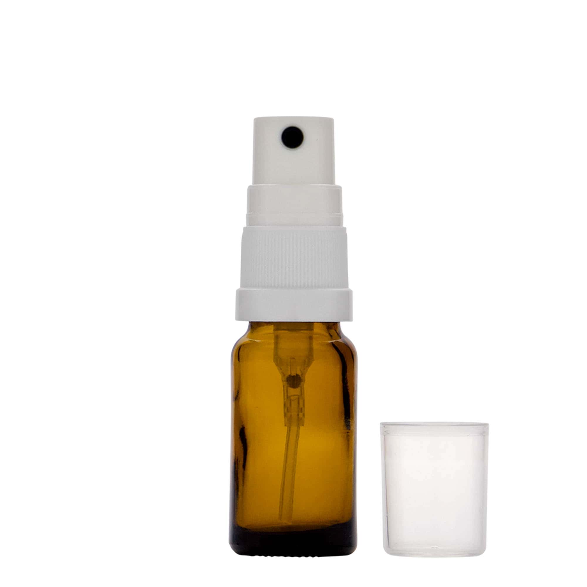 10 ml steklenička z razpršilom, medicinska, steklo, rjava, odprtina: DIN 18
