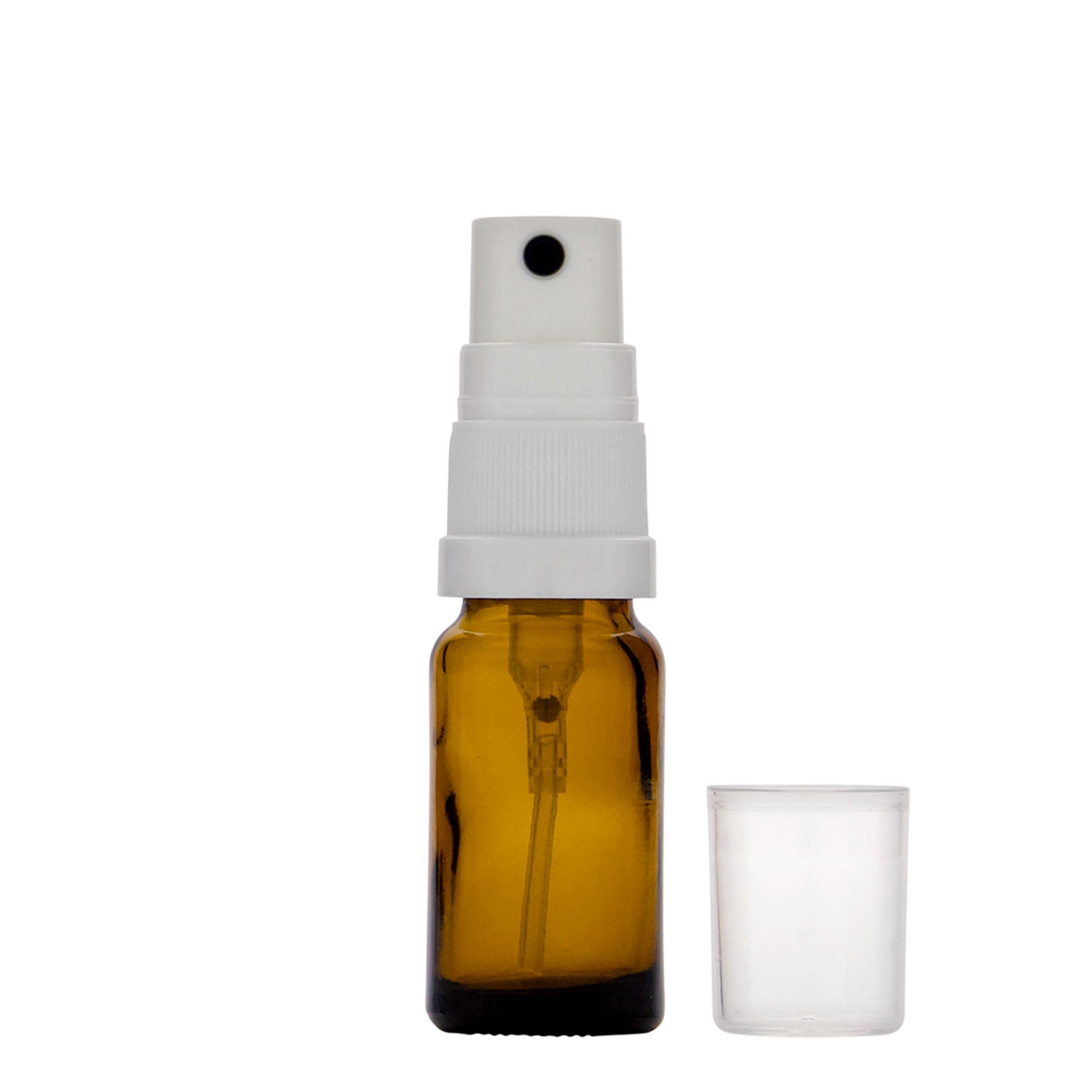 10 ml steklenička z razpršilom, medicinska, steklo, rjava, odprtina: DIN 18