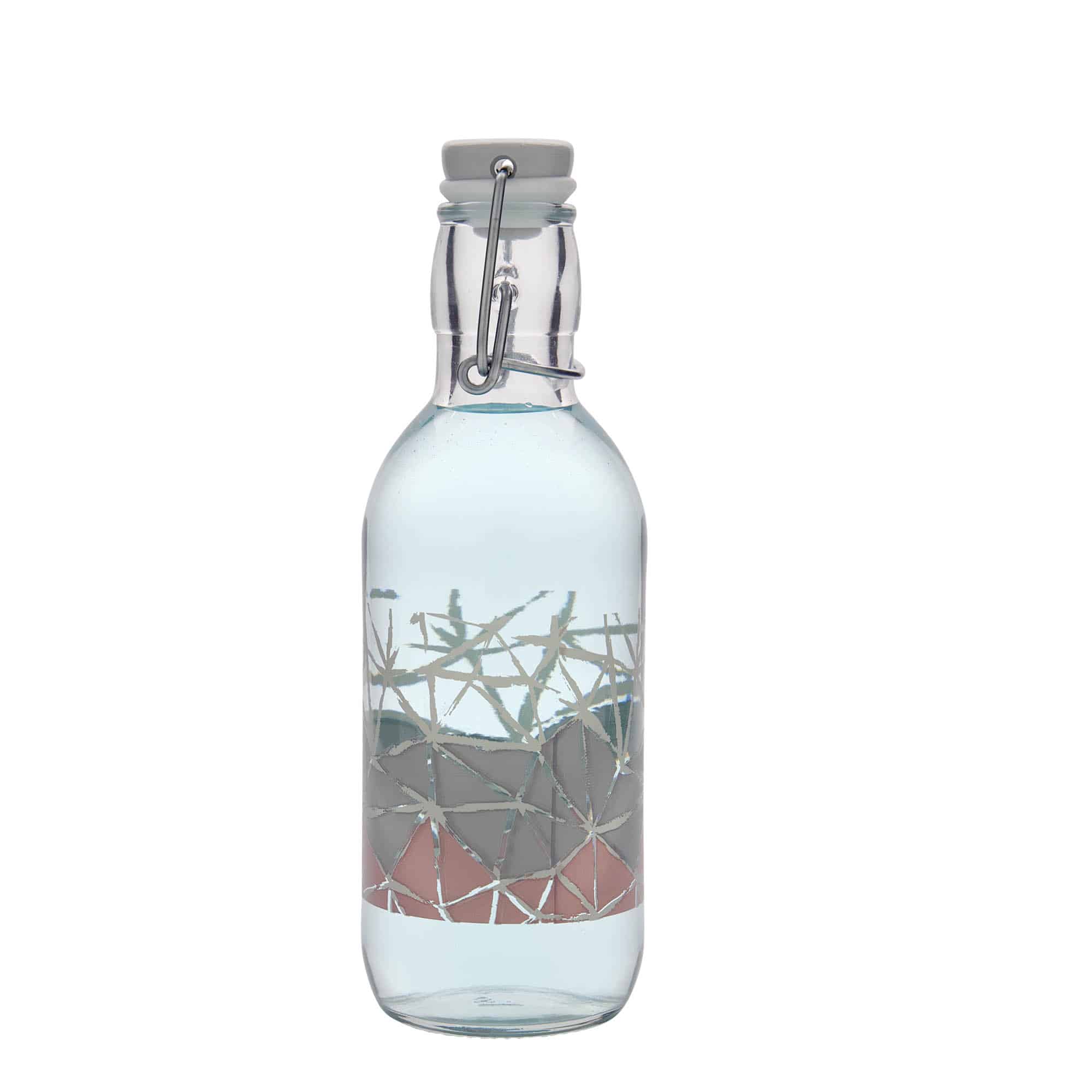 500 ml steklena steklenica »Emilia«, motiv: Manolibera rosa, ustje: zamašek s tesnilom