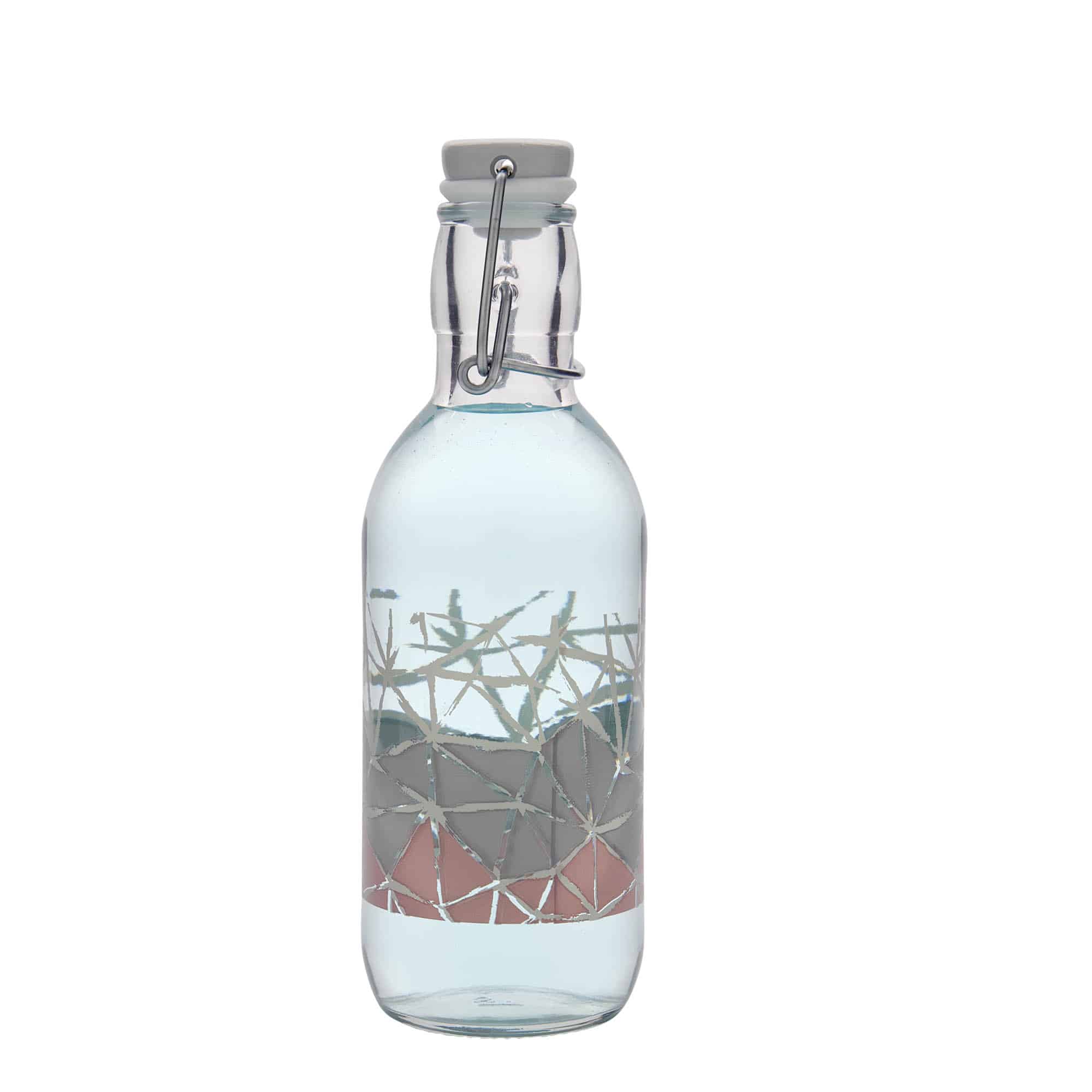 500 ml steklena steklenica Emilia z odtisom 'Manolibera rosa', odprtina: zaponka