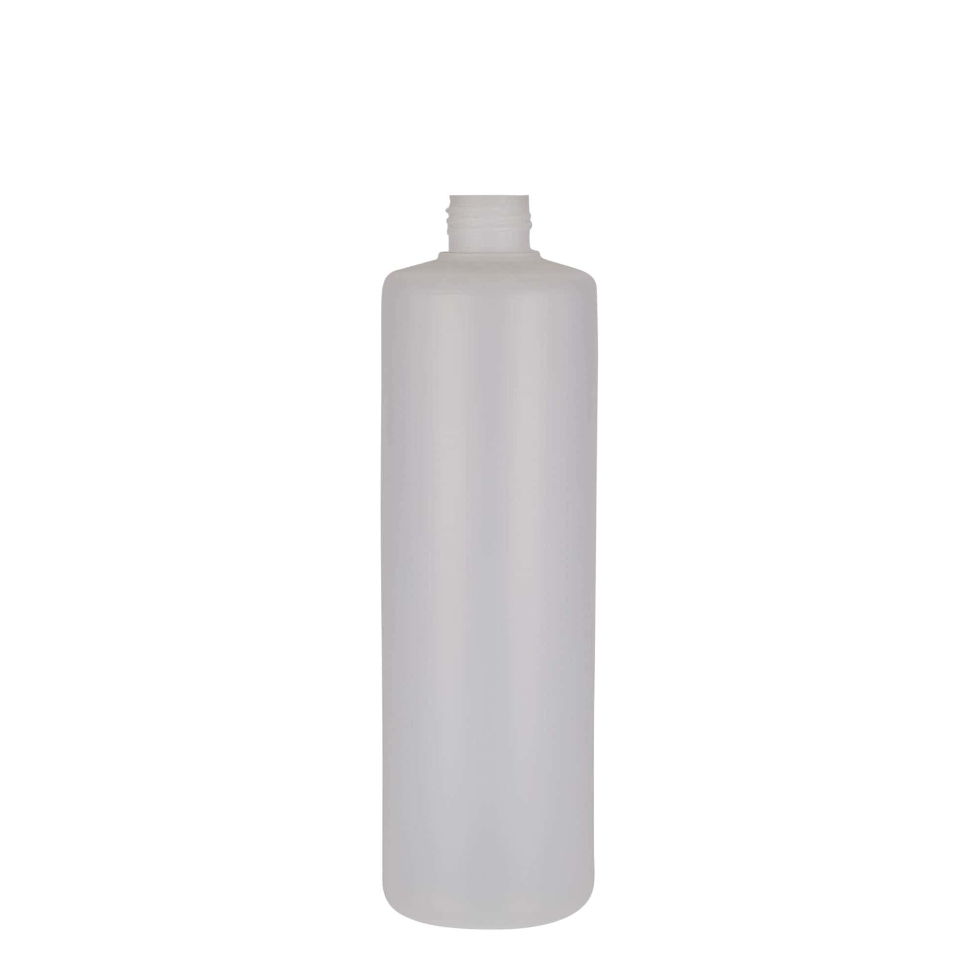 500 ml okrogla steklenica, PE-plastika, naravna, odprtina: navojni pokrov