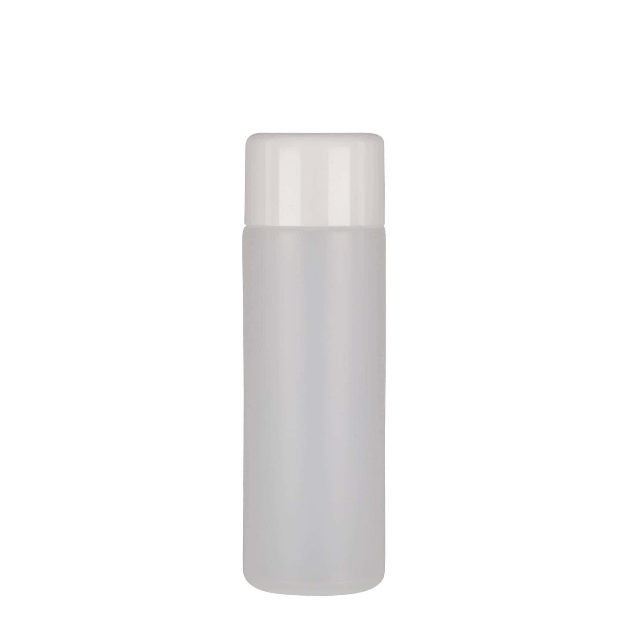 200 ml okrogla steklenica, plastika PE, naravna, ustje: navojni zamašek