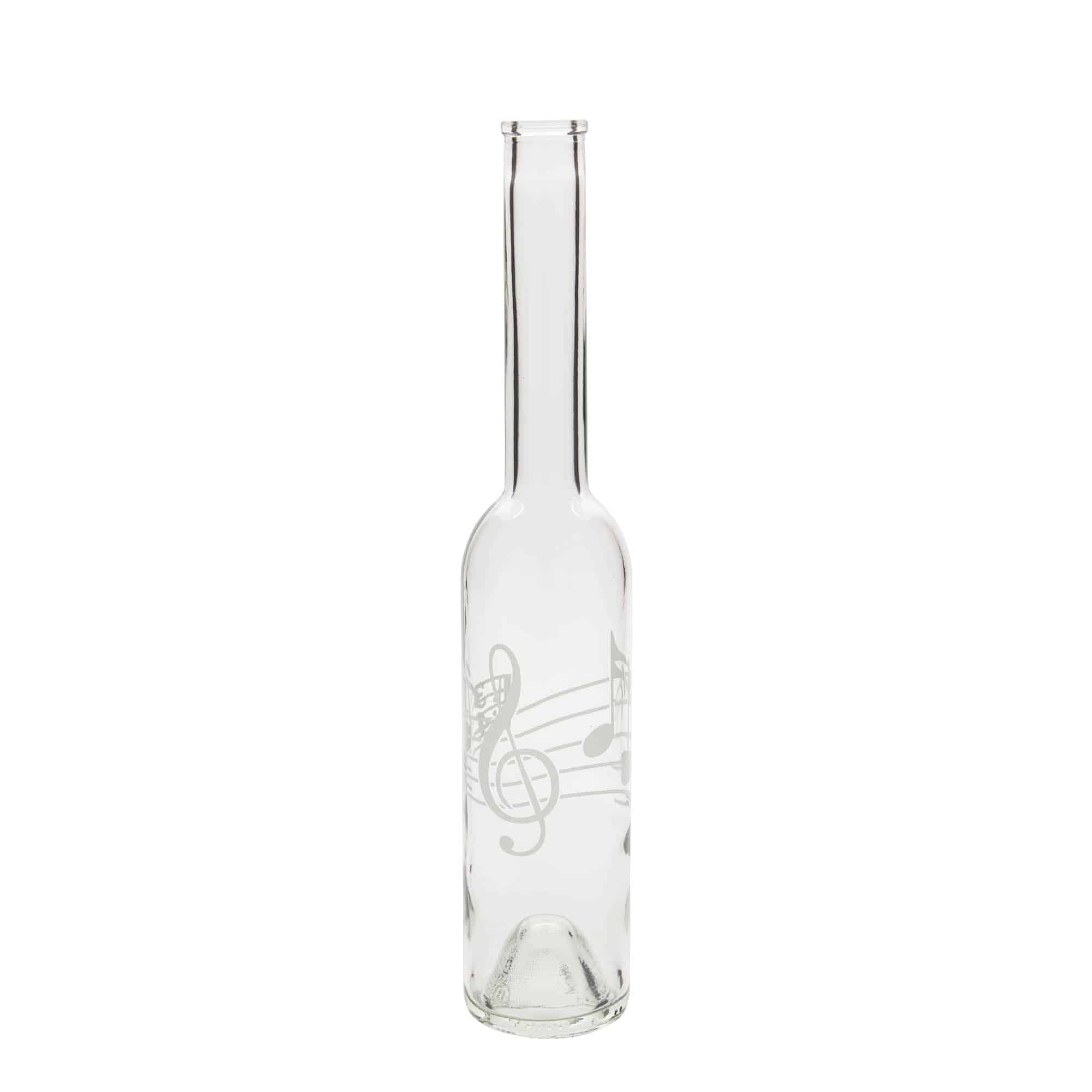 Steklenica iz stekla 350 ml 'Opera', motiv: glasbene note, odprtina: pluta