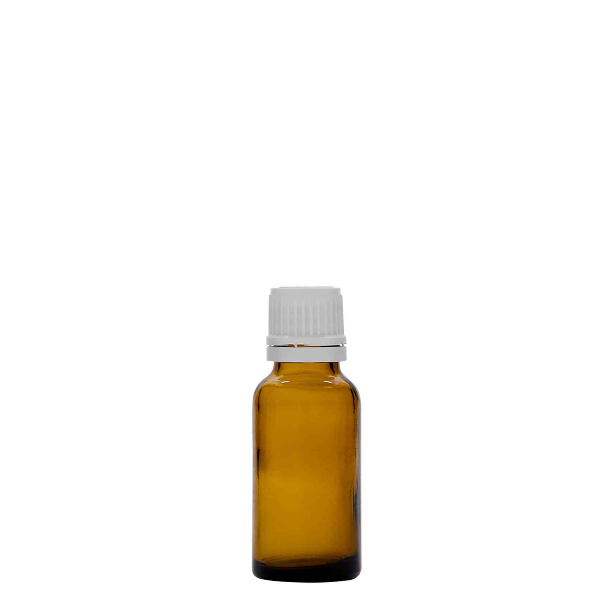 20 ml steklenica za zdravila, steklo, rjava, ustje: DIN 18