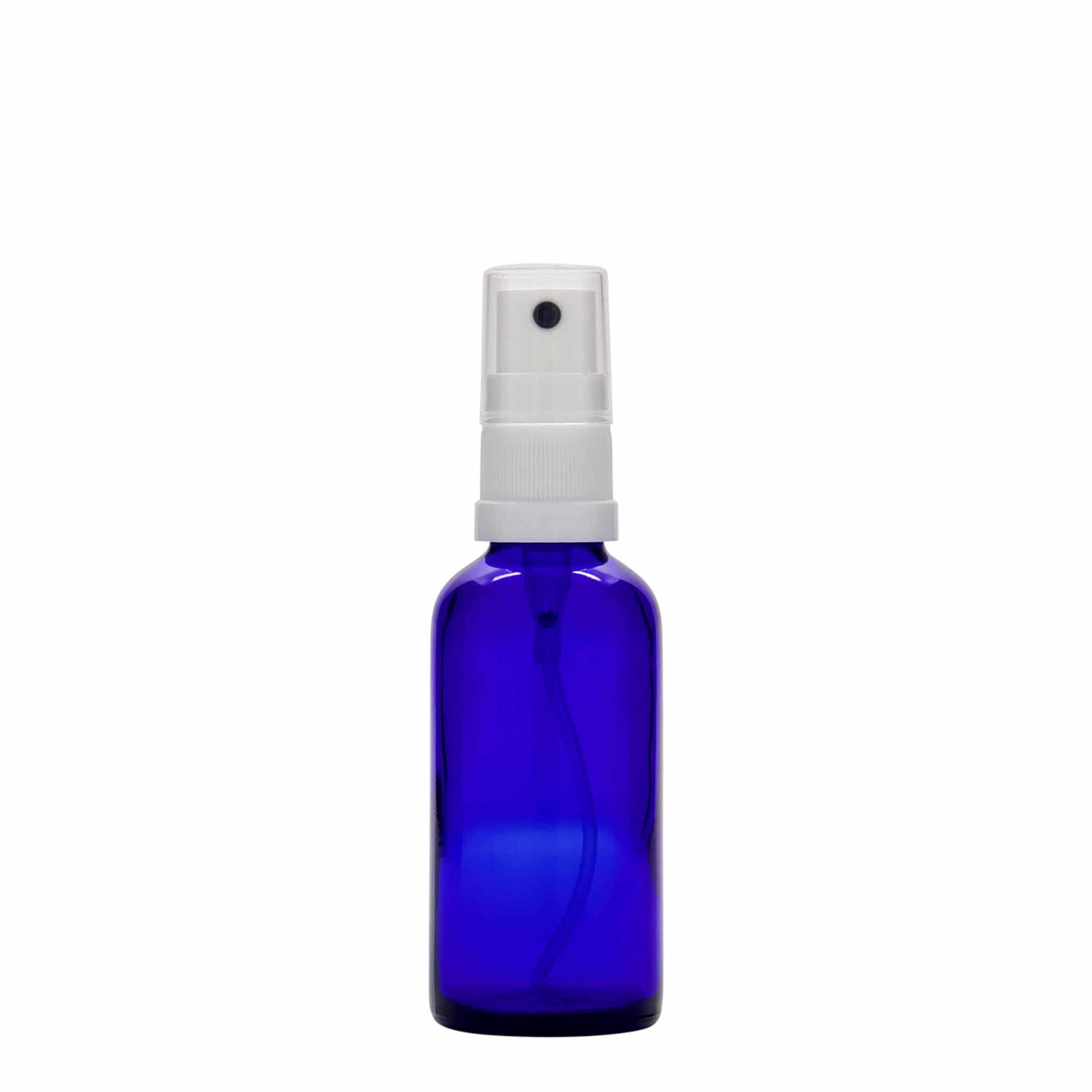 50 ml steklenica z razpršilnikom za zdravila, steklo, kraljevsko modra, ustje: DIN 18 50 ml steklenica z razpršilnikom za zdravila, steklo, kraljevsko modra, ustje: DIN 18
