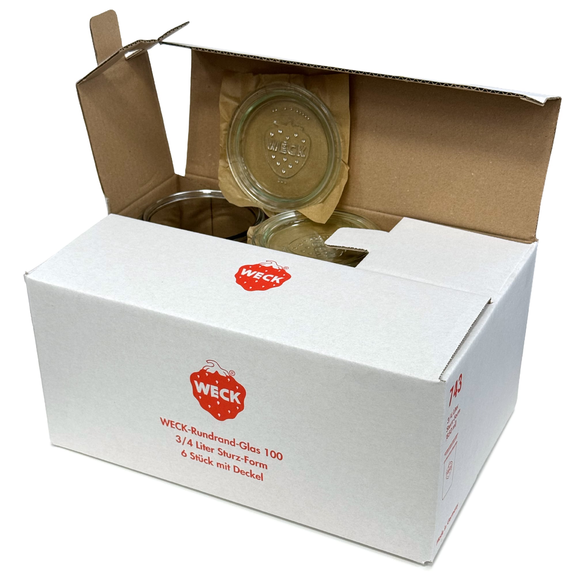 6x 850 ml WECK kozarec za vlaganje s steklenim pokrovom RR 100